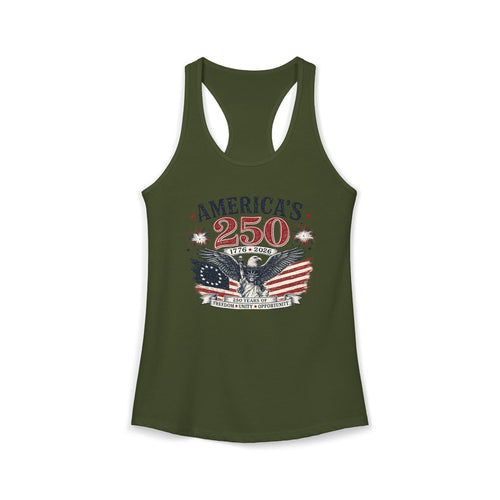 America’s 250th Anniversary Patriotic Eagle Women’s Racerback Tank Top | Vintage USA 1776–2026 Graphic Tank