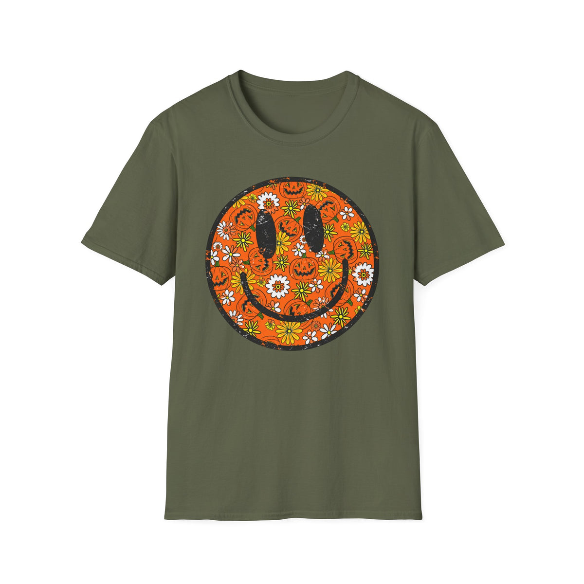 Retro Halloween Smiley T-Shirt 🎃🌼