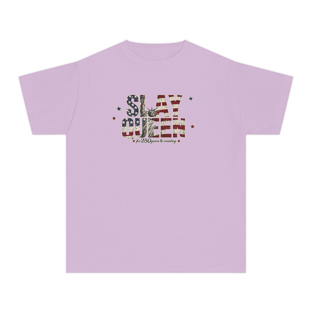 Youth "Slay Queen" Floral Flag T-Shirt