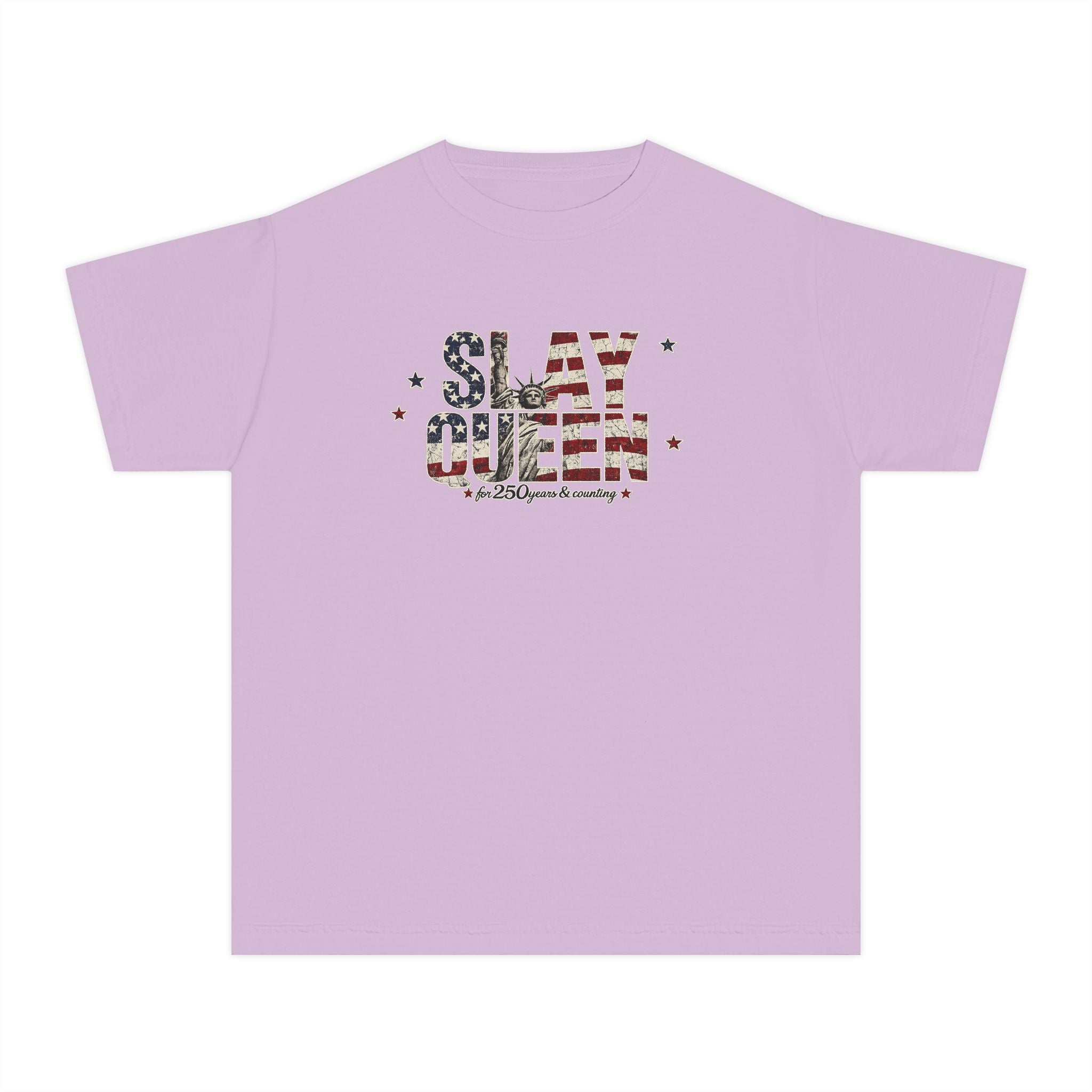 Youth "Slay Queen" Floral Flag T-Shirt