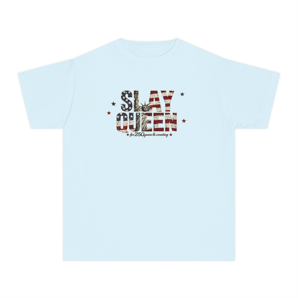 Youth "Slay Queen" Floral Flag T-Shirt