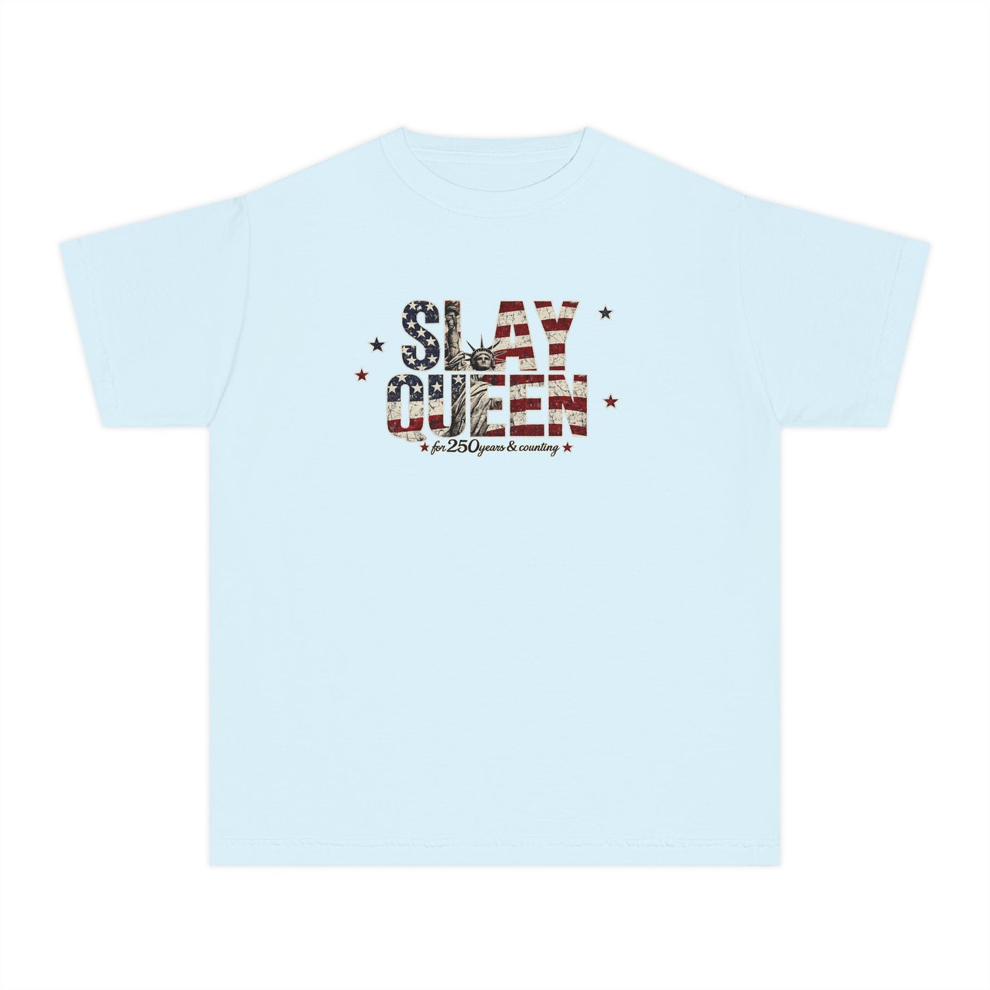 Youth "Slay Queen" Floral Flag T-Shirt