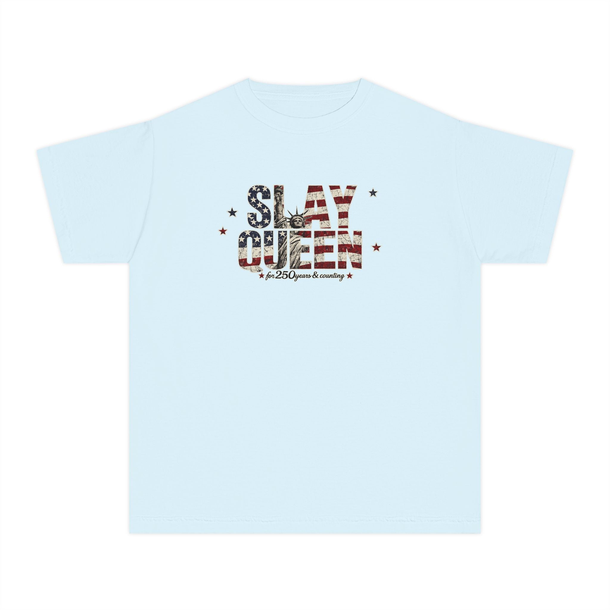 Youth "Slay Queen" Floral Flag T-Shirt