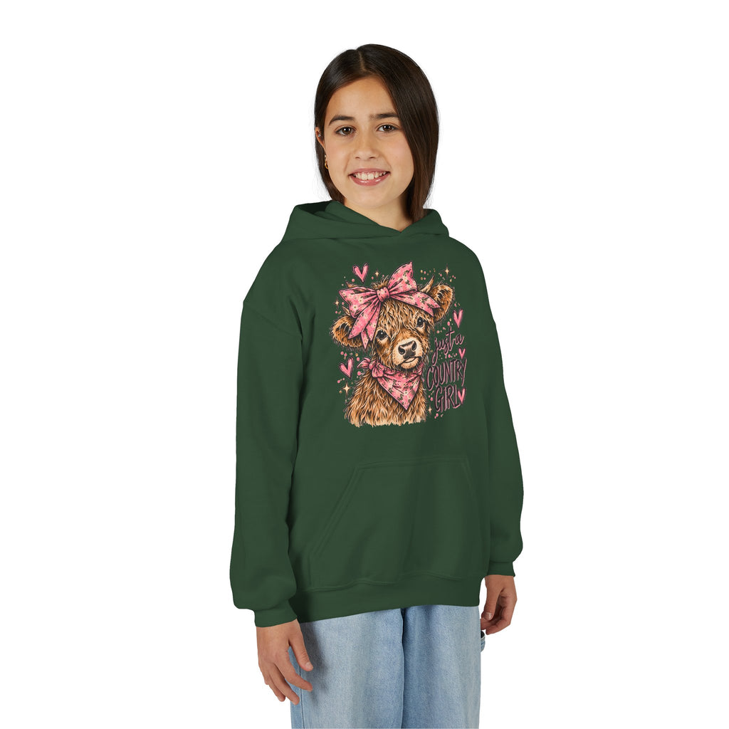 Just a Country Girly Highland Cow Youth Hoodie