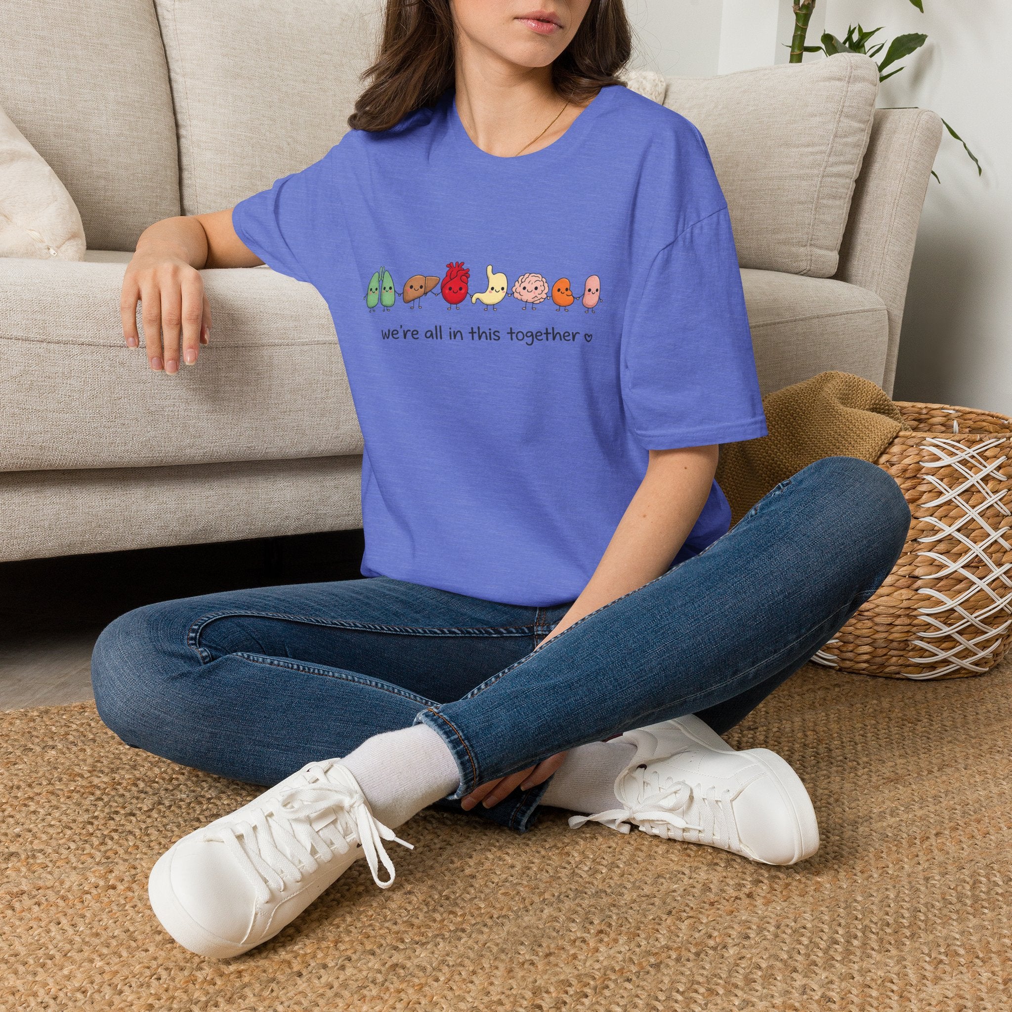 We're All in This Together Cute Organ Organs T-Shirt HEATHER COLORS