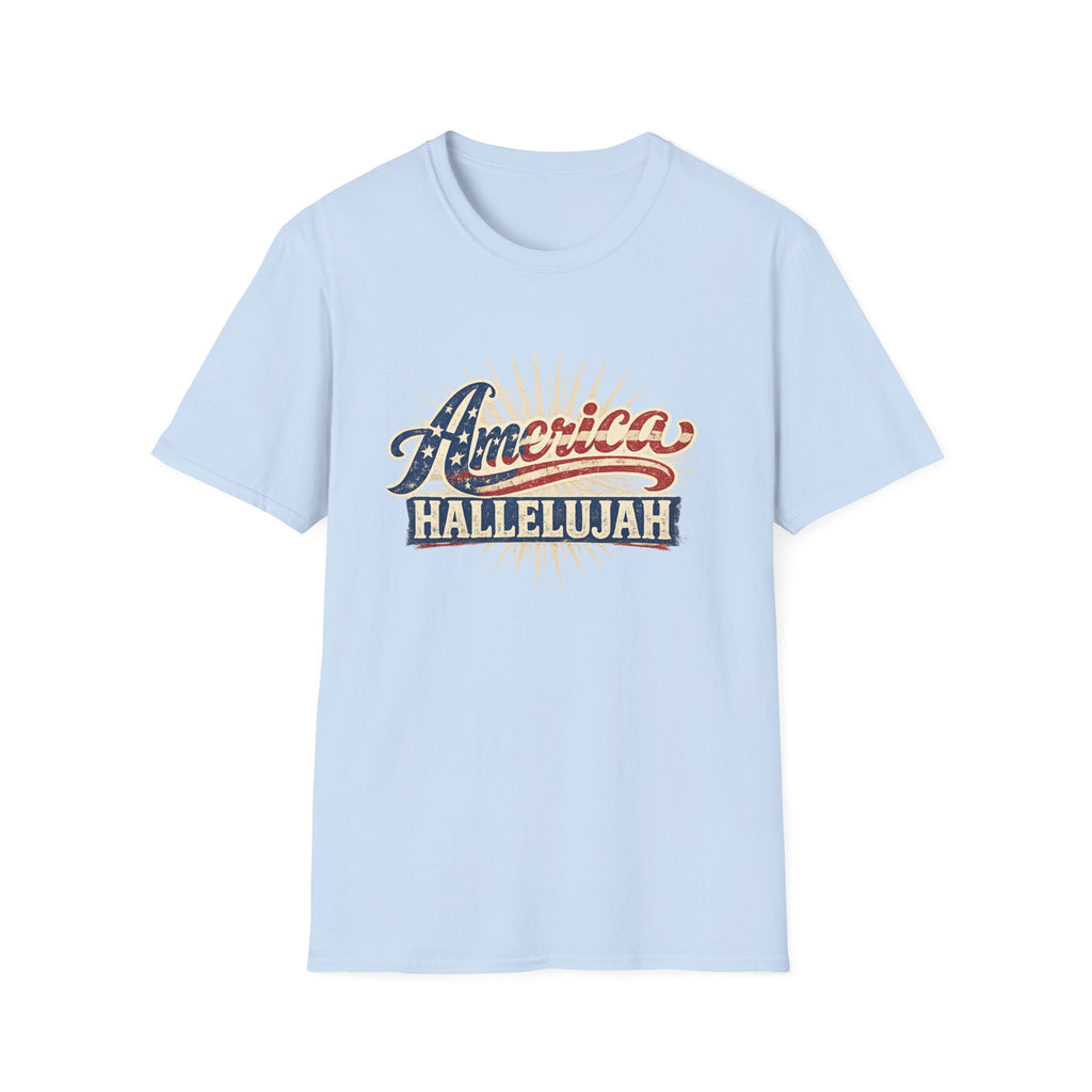 America Hallelujah T-Shirt — Patriotic USA Flag Retro Tee