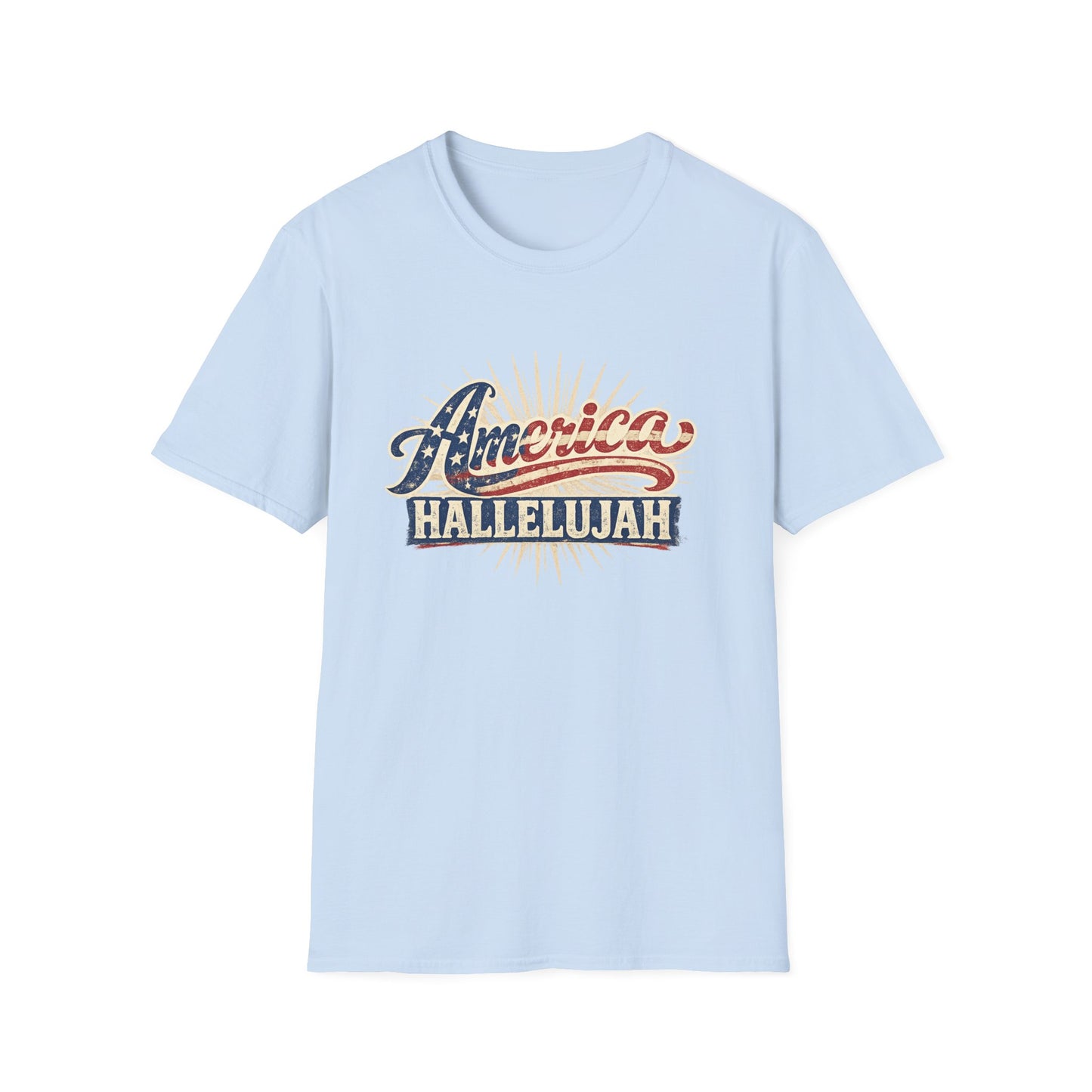 America Hallelujah T-Shirt — Patriotic USA Flag Retro Tee
