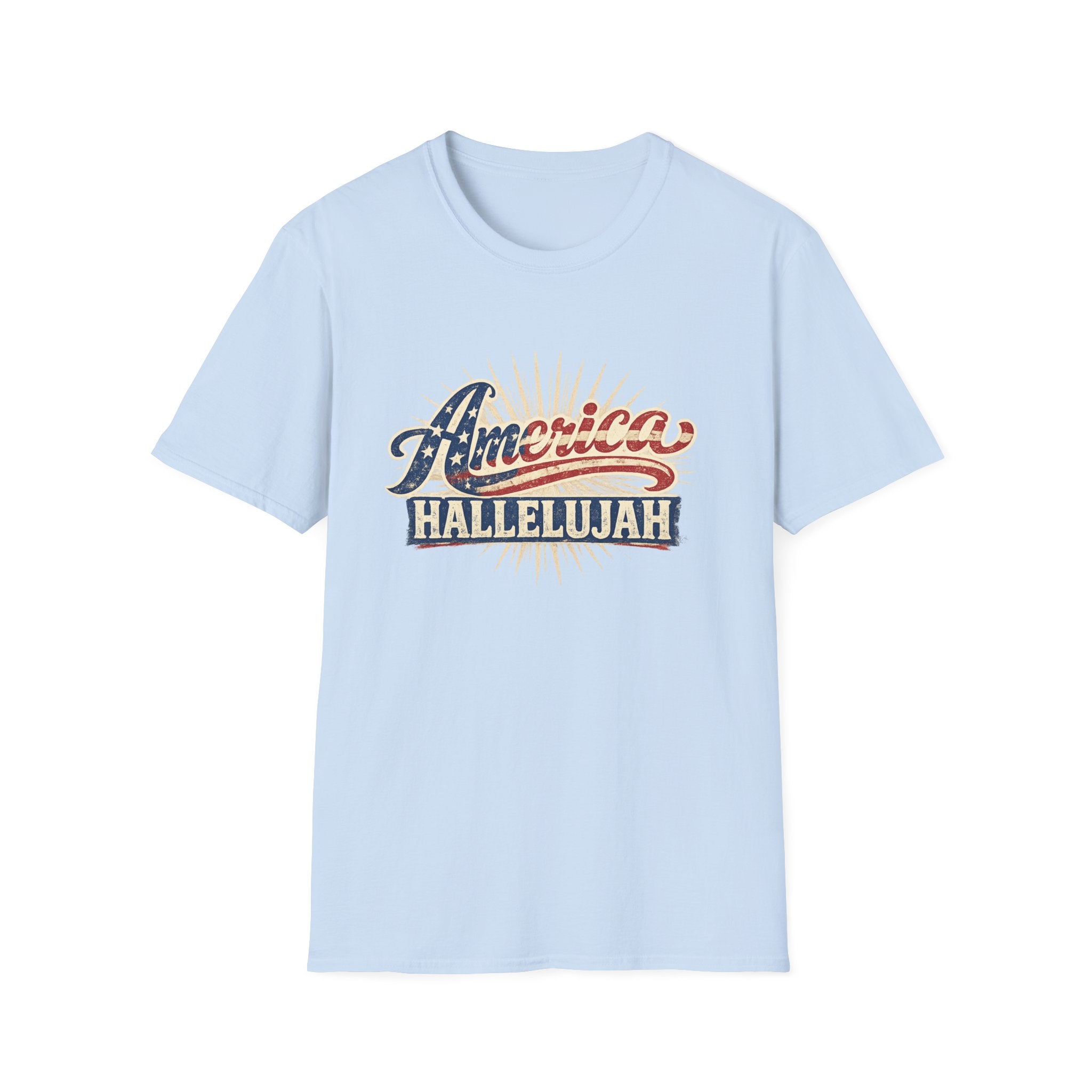 America Hallelujah T-Shirt — Patriotic USA Flag Retro Tee