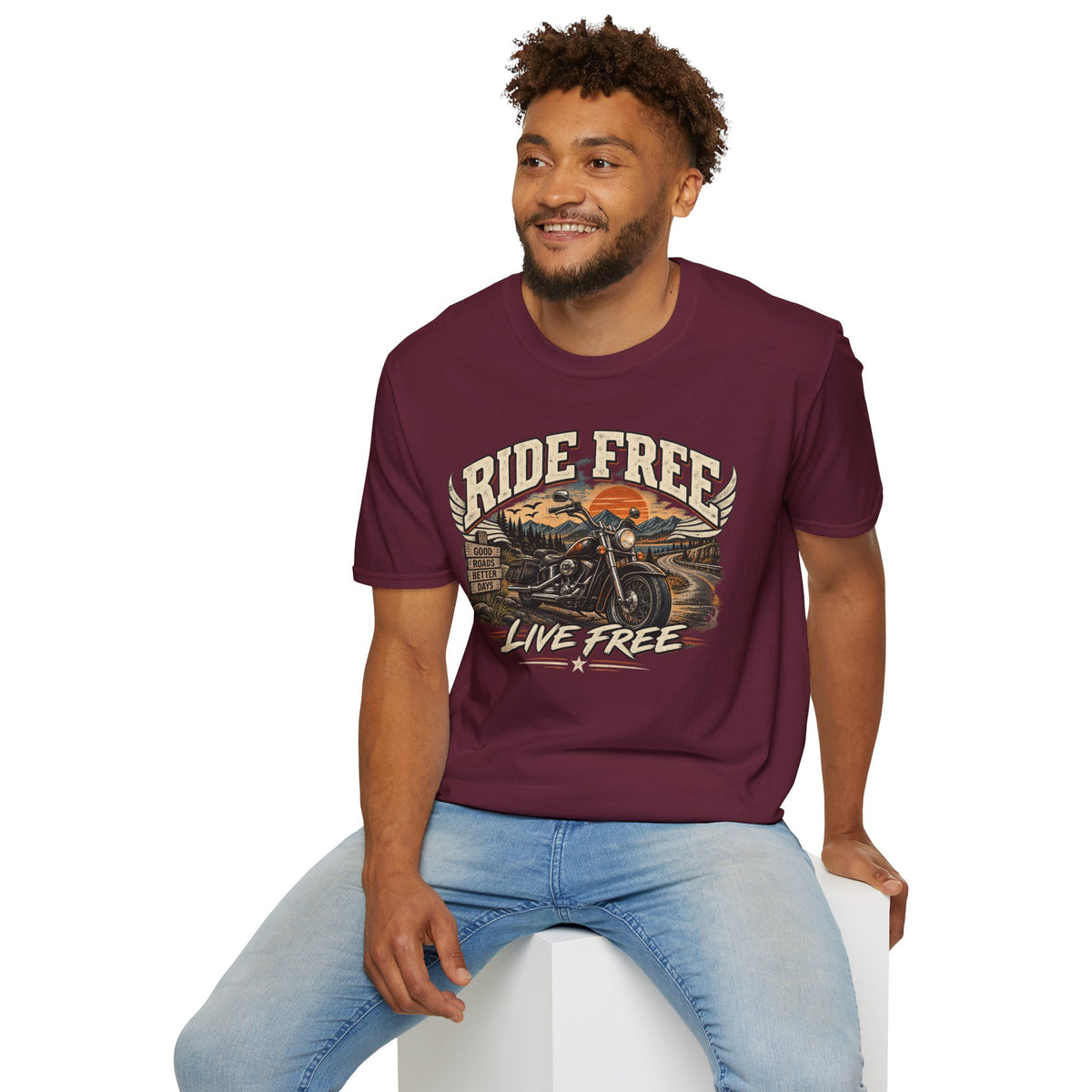 Ride Free, Live Free – Vintage Motorcycle Graphic Tee