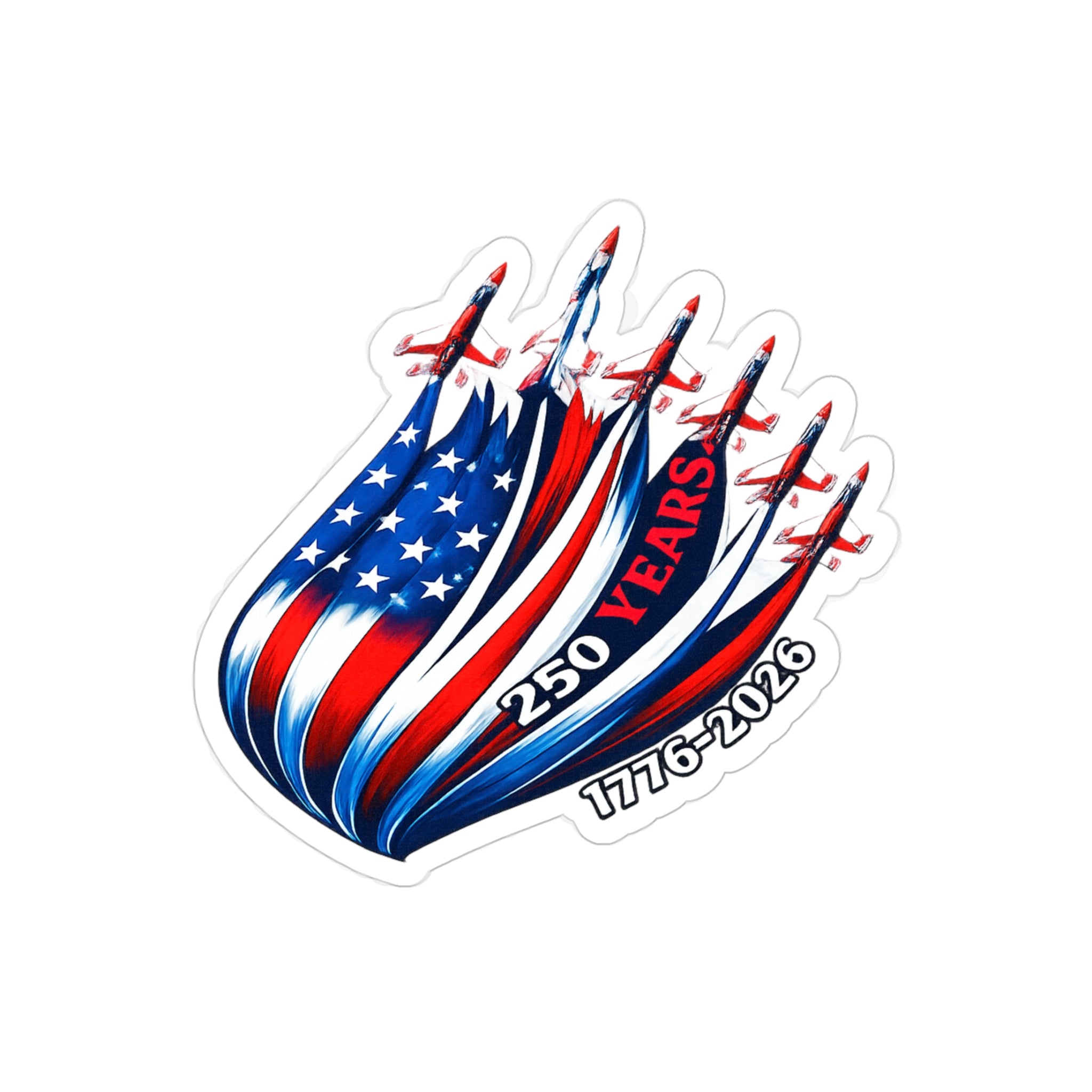250 Years USA Flag Die-Cut Sticker — 1776–2026 Patriotic Outdoor Decal