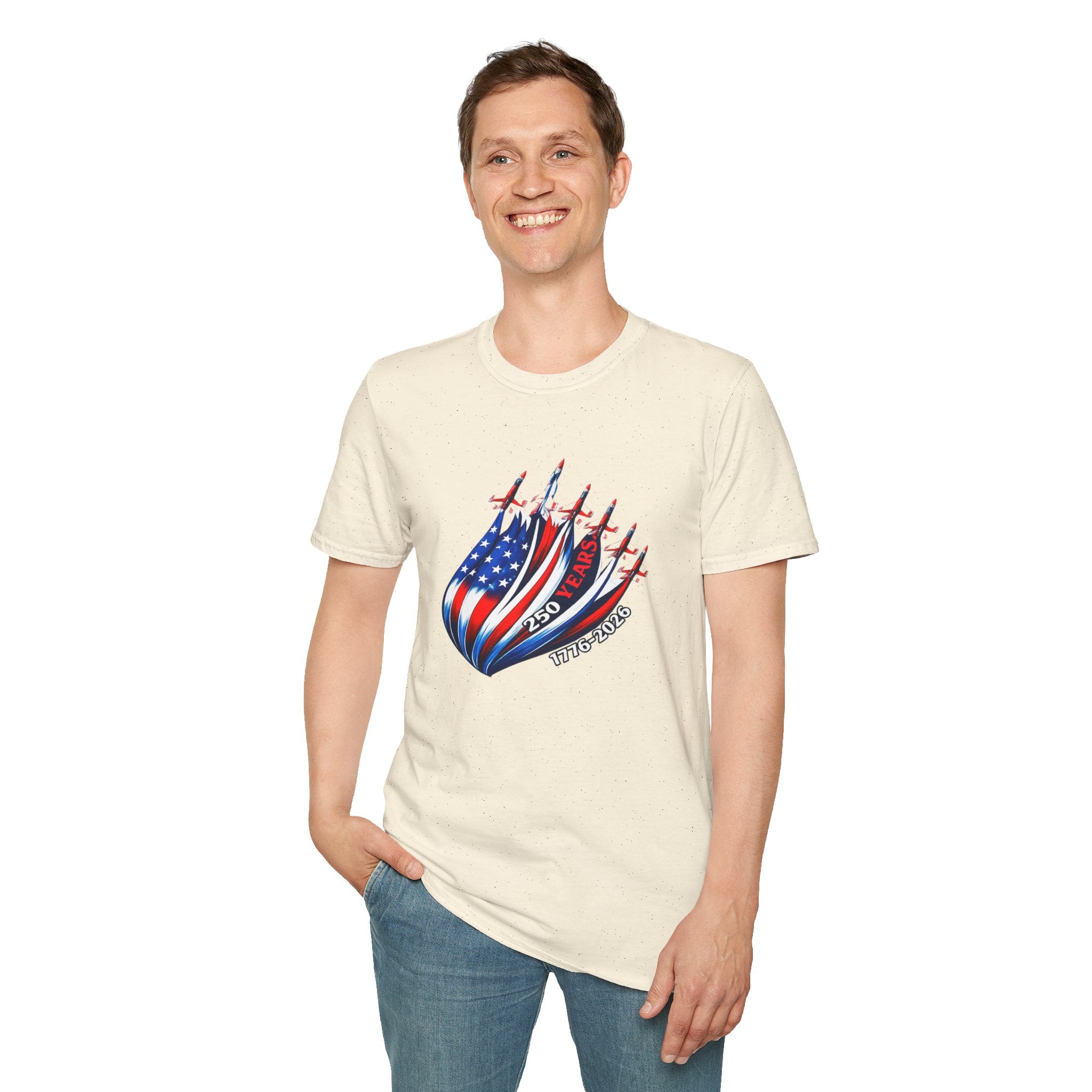 American Flag Jet Squadron T-Shirt — 250 Years USA Patriotic Tee (1776–2026)