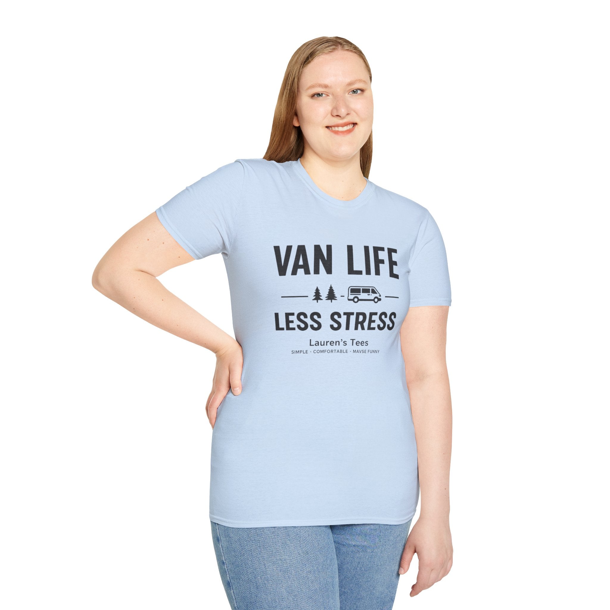 Van Life Less Stress T-Shirt — Minimal Campervan Graphic Tee