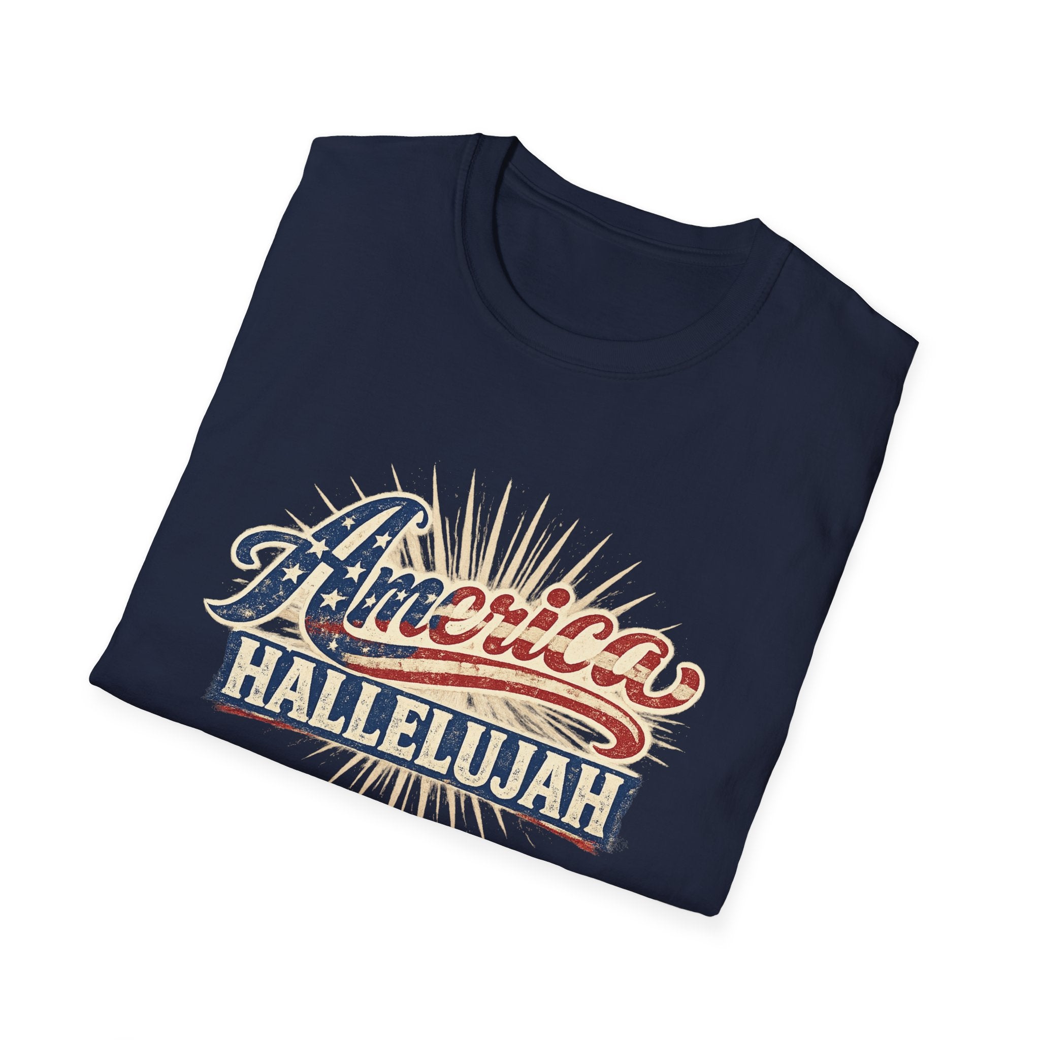 America Hallelujah T-Shirt — Patriotic USA Flag Retro Tee