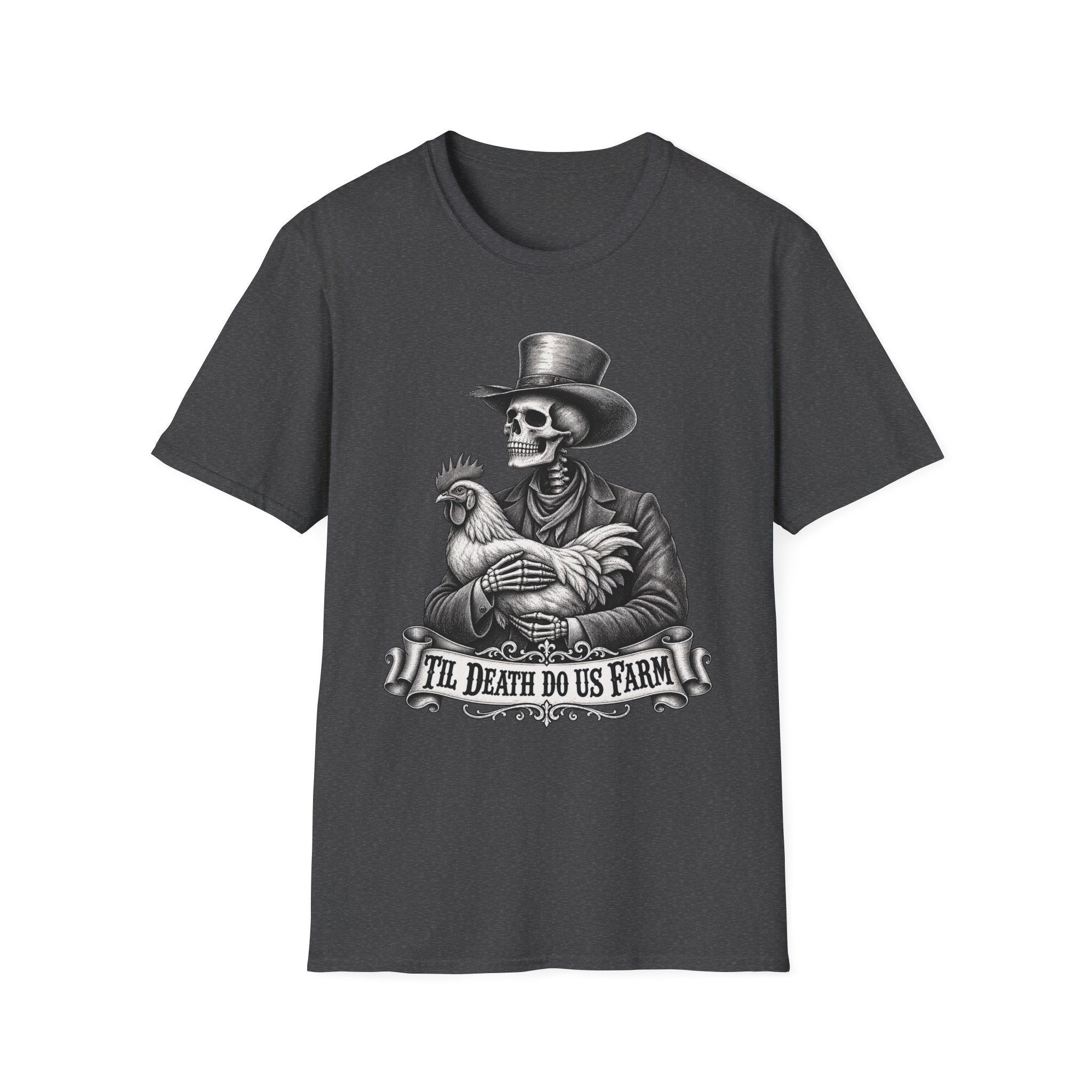 Til Death Do Us Farm – Skeleton & Chicken Funny Farm Tee 💀🐓
