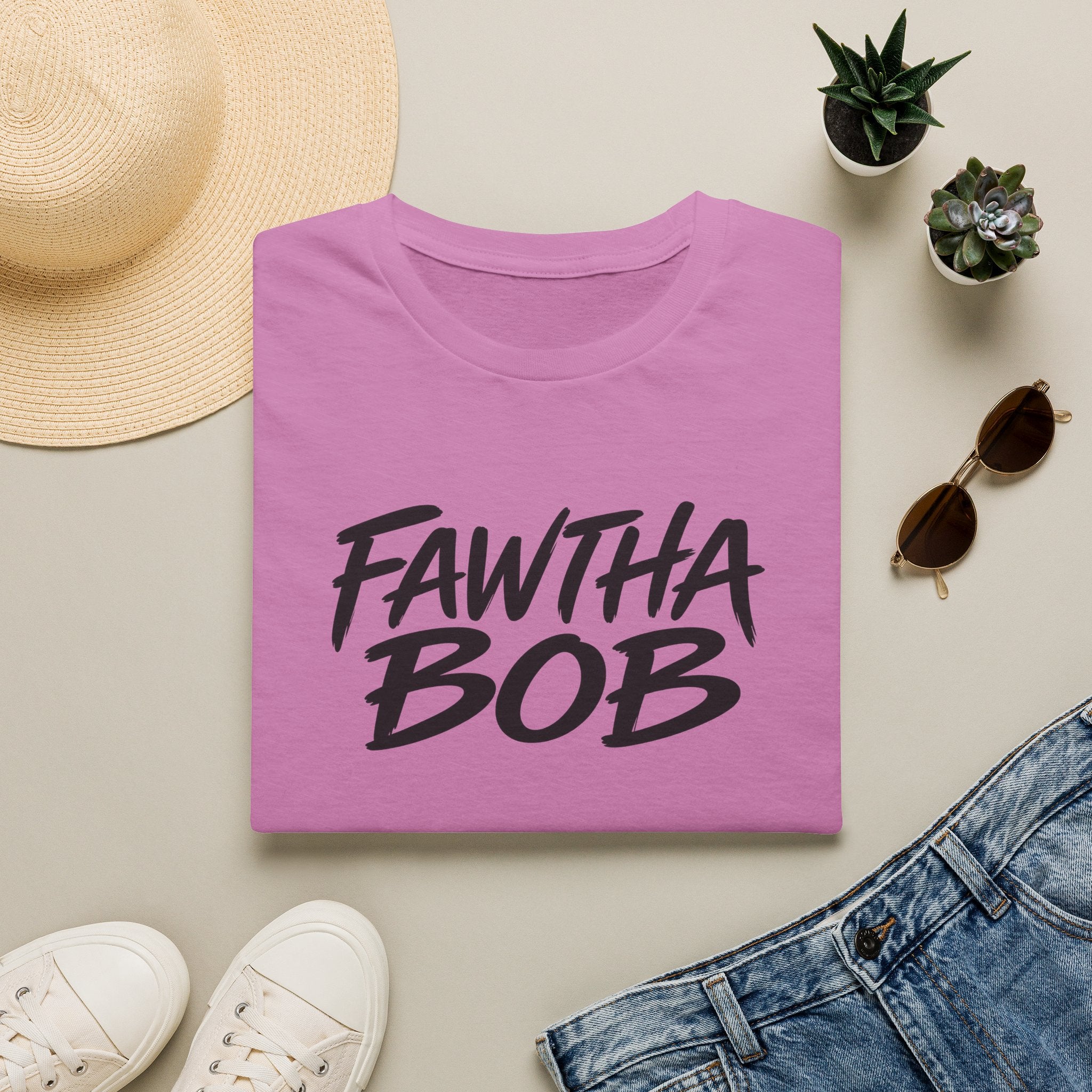 Fawtha Bob Graphic T‑Shirt — Bold Script Casual Tee