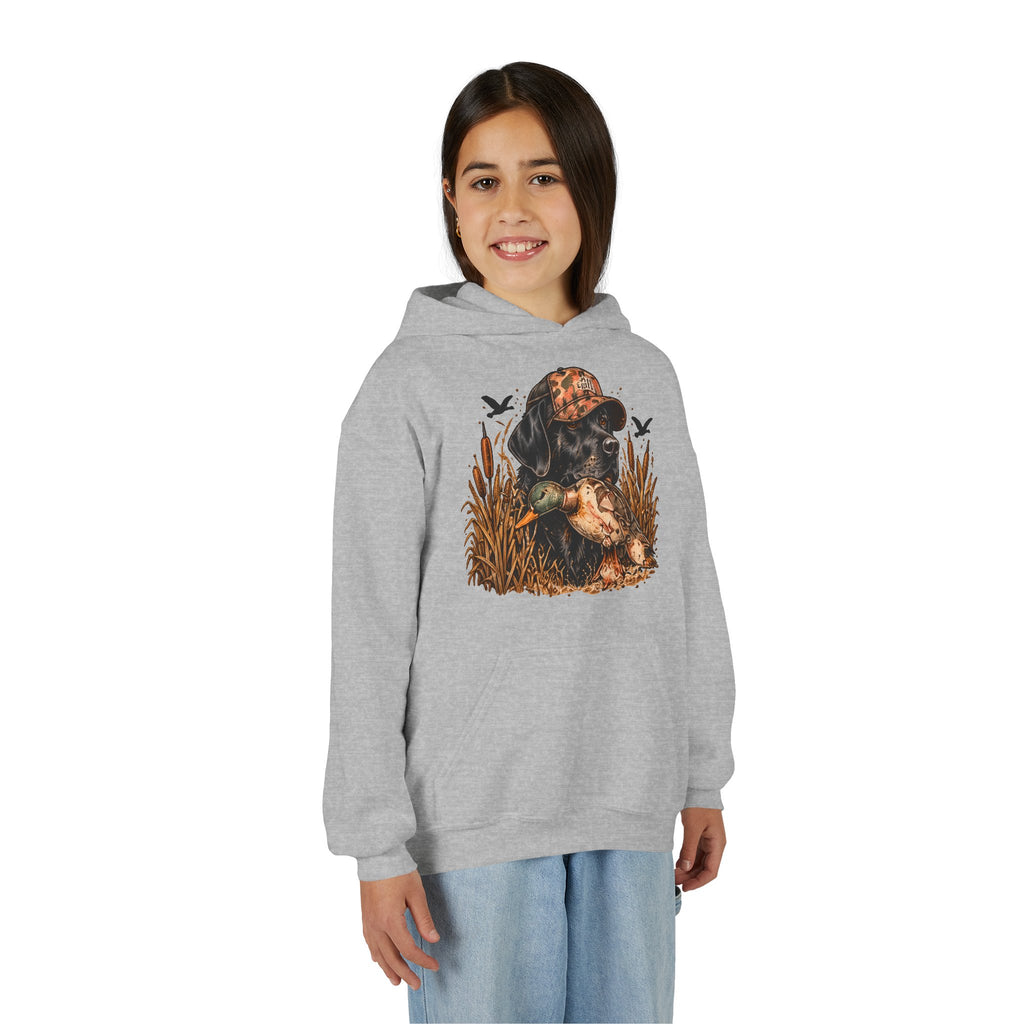 Duck Hunting Black Lab Kids Hoodie