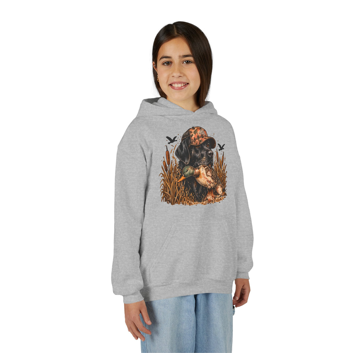 Duck Hunting Black Lab Kids Hoodie