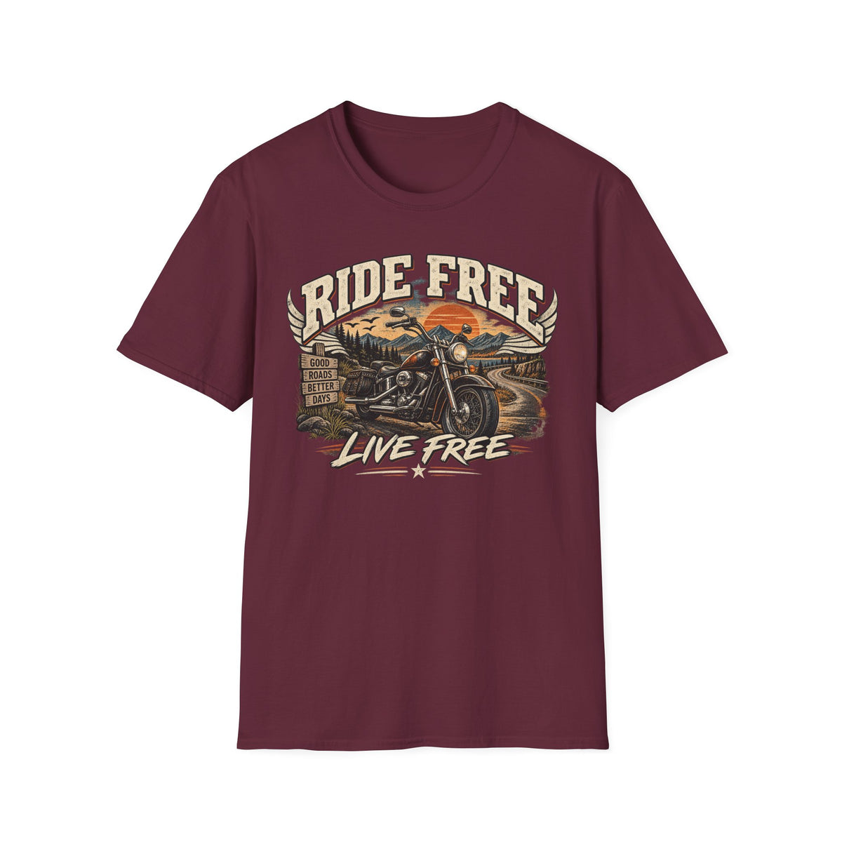 Ride Free, Live Free – Vintage Motorcycle Graphic Tee