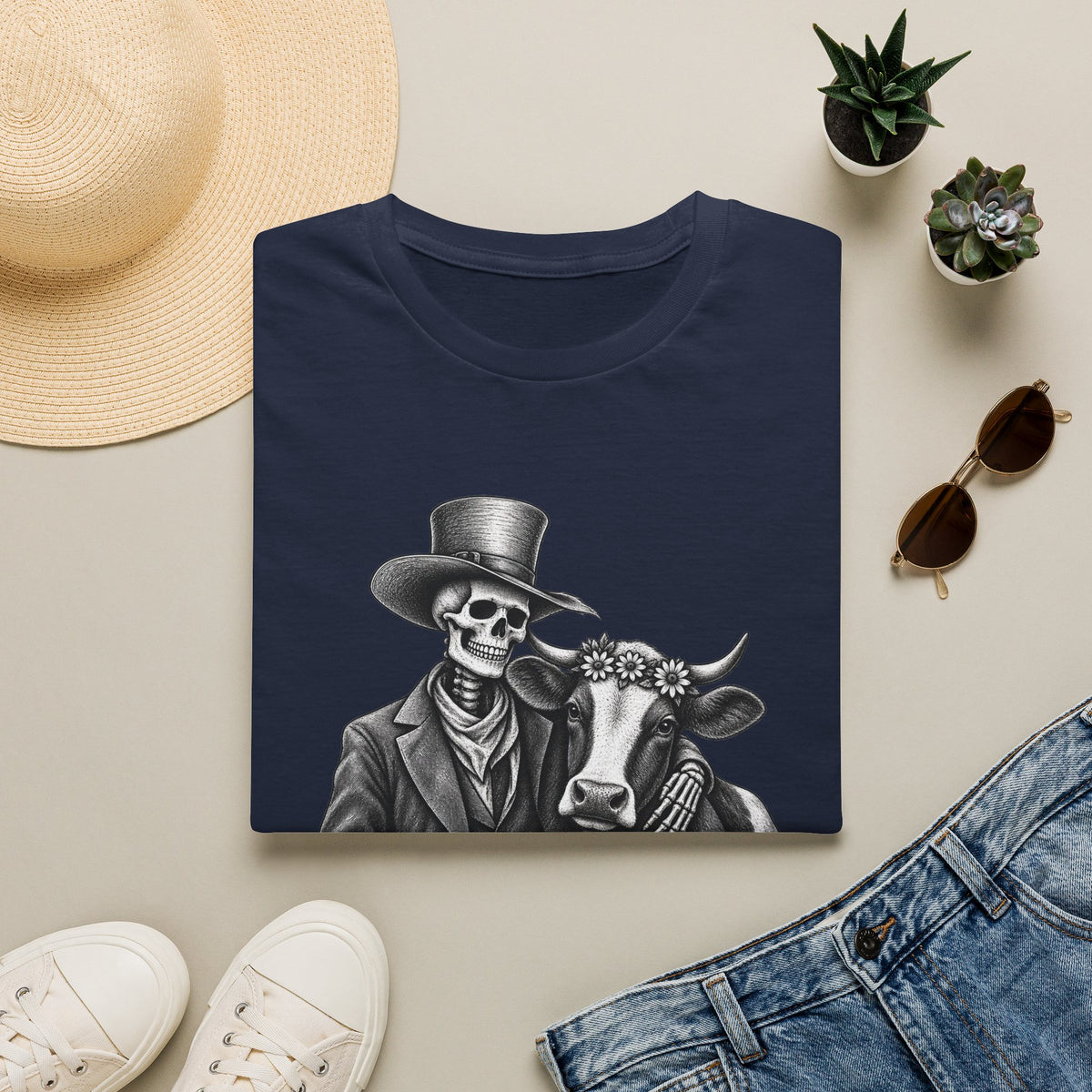 Til Death Do Us Farm – Skeleton & Cow Funny Farm Tee 💀🐄