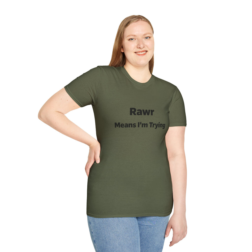 "Rawr Means I’m Trying" T-Shirt — Cute Funny Graphic Tee