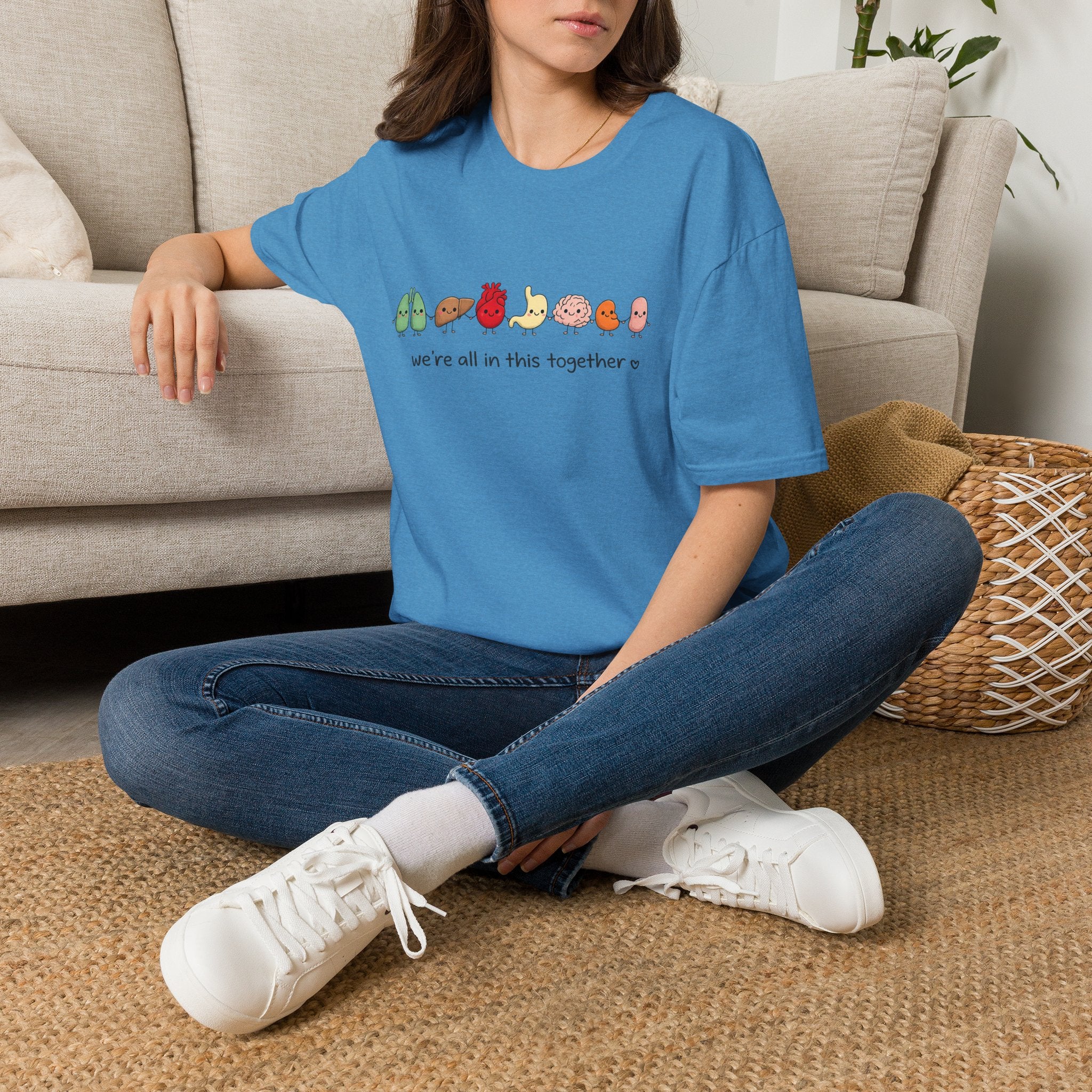 We're All in This Together Cute Organ Organs T-Shirt HEATHER COLORS