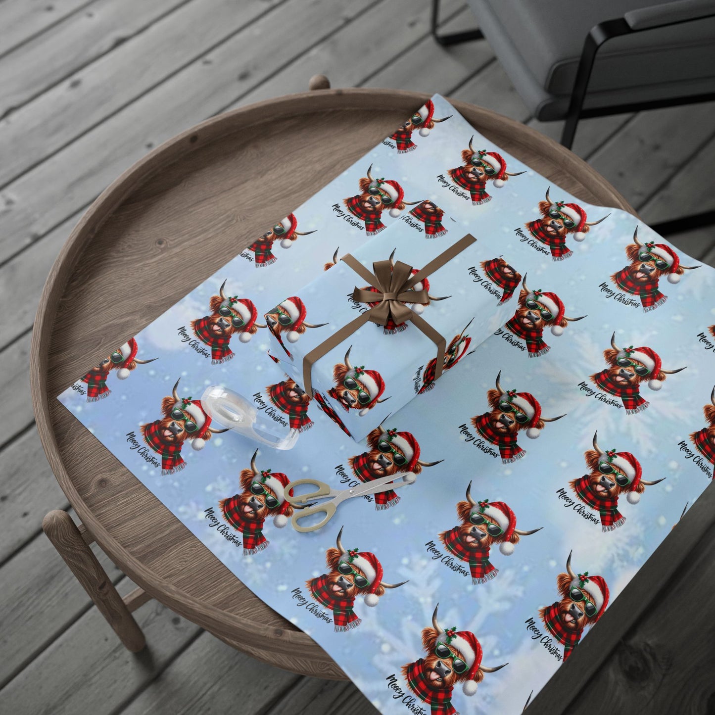 Mooey Christmas Highland Cow Wrapping Paper