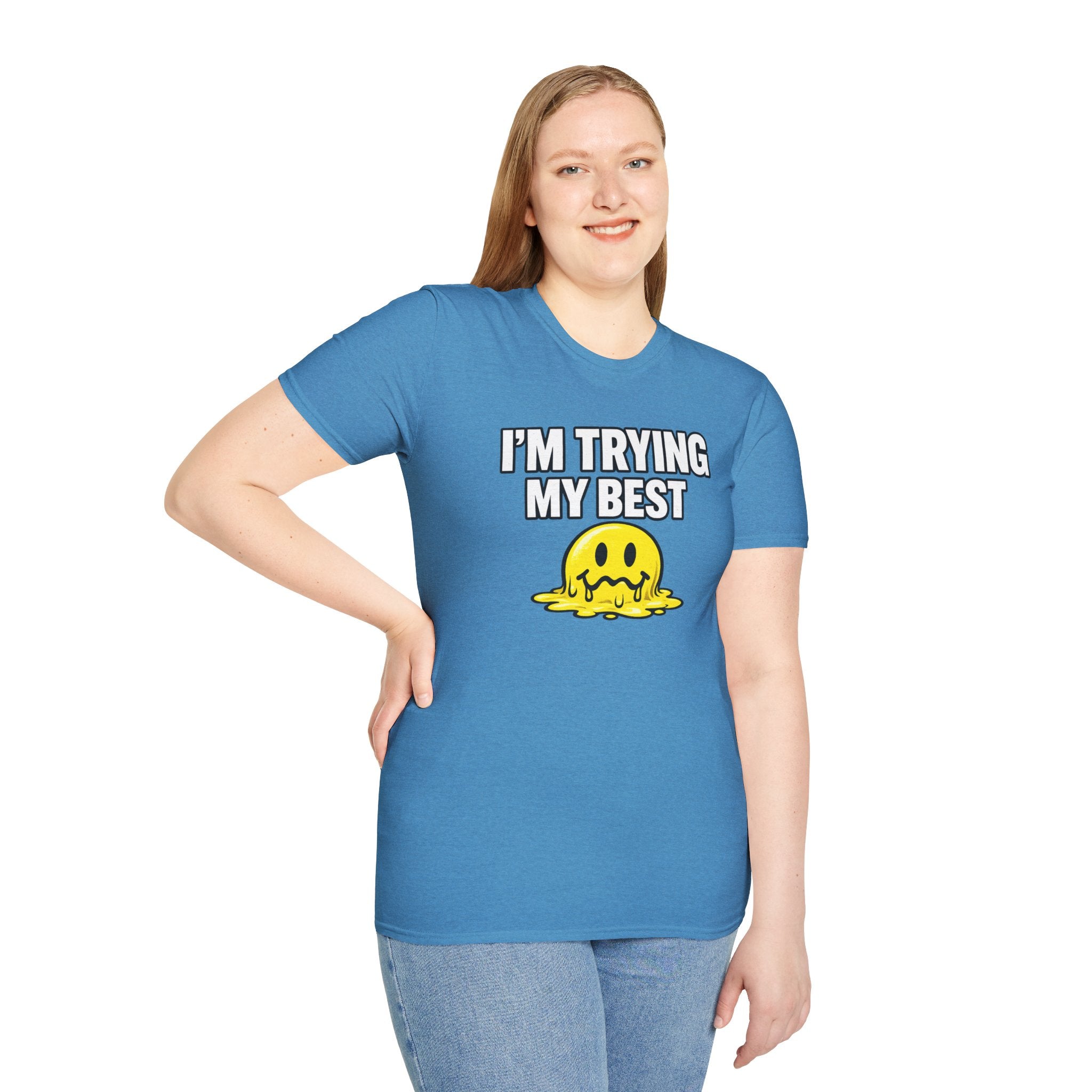 I’m Trying My Best T‑Shirt — Cute Melting Emoji Graphic Tee