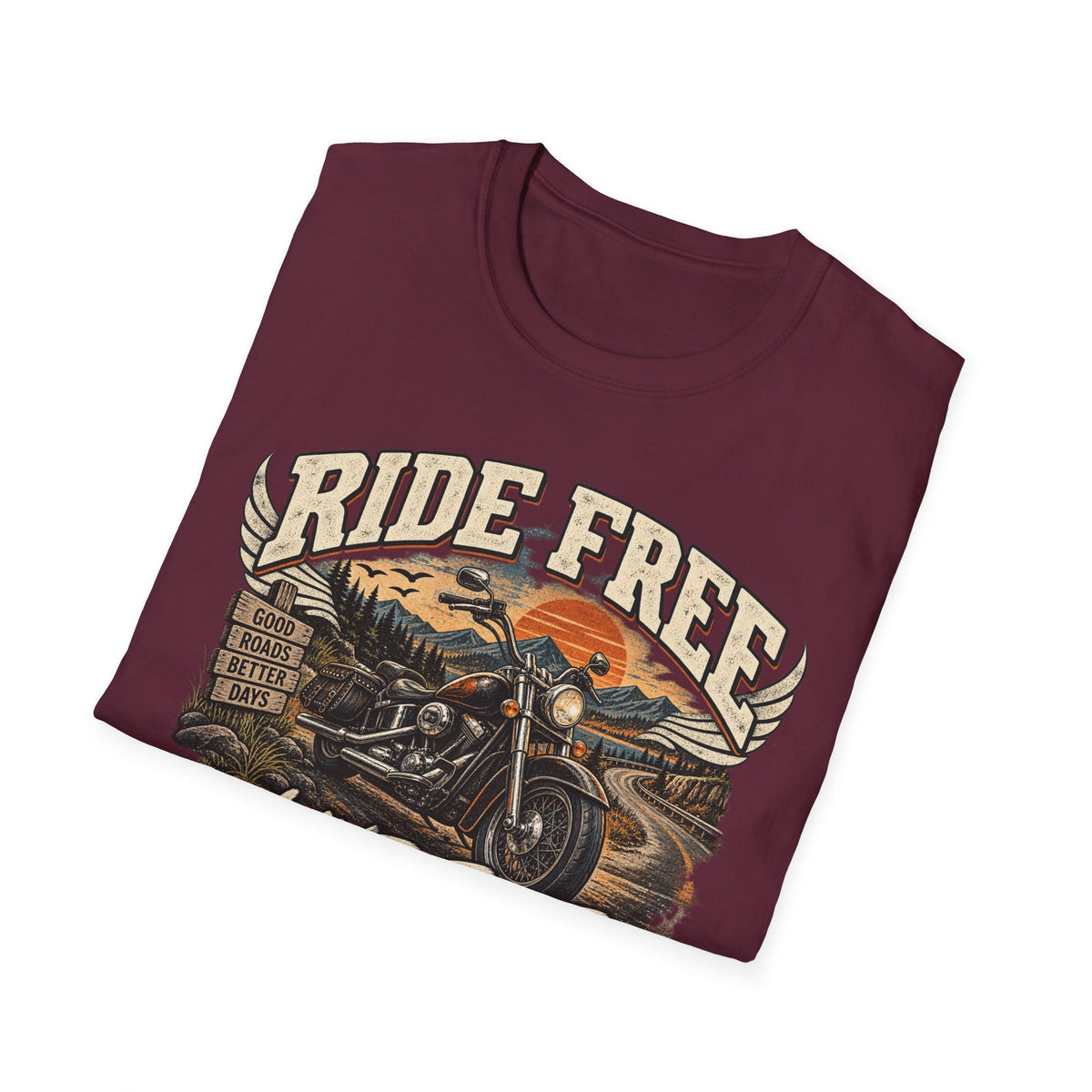 Ride Free, Live Free – Vintage Motorcycle Graphic Tee
