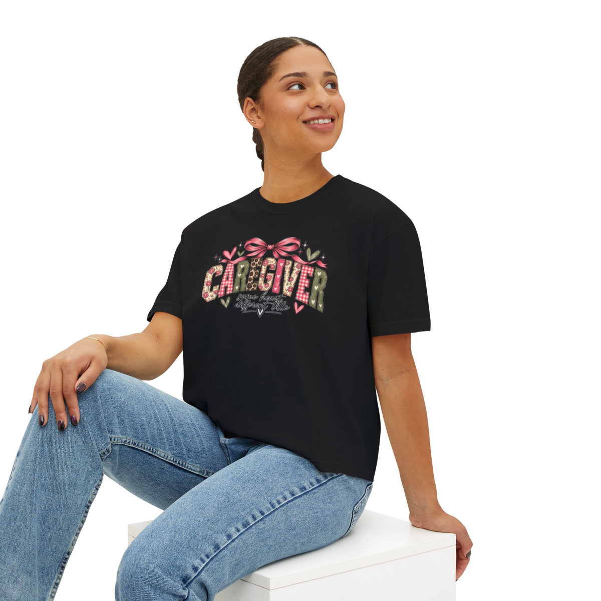 Caregiver — Same Heart, Different Title | Comfort Colors Boxy Tee