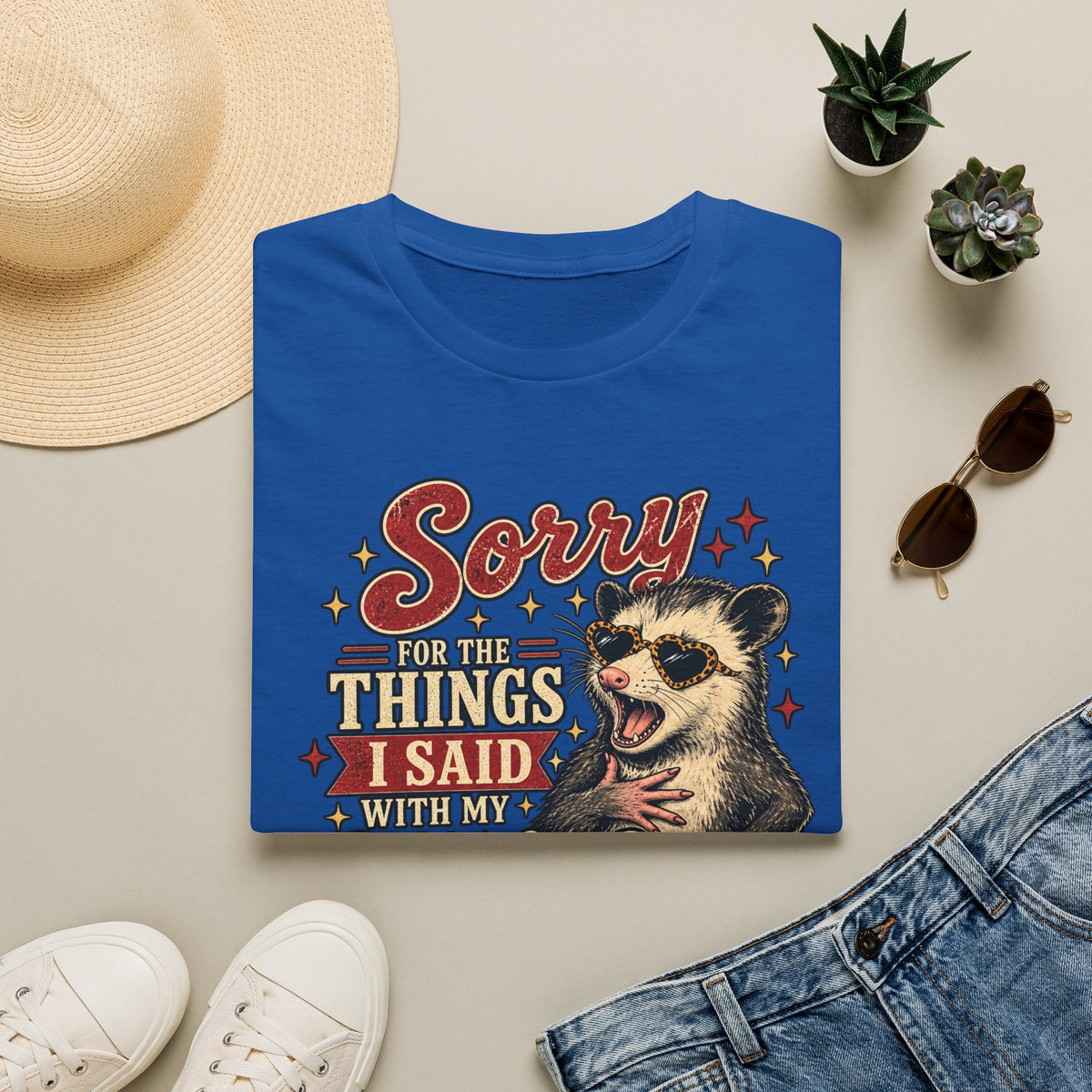 Sorry for the Things I Said With My Whole Chest – Funny Opossum Tee