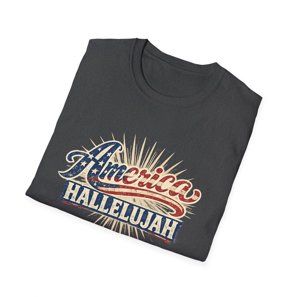 America Hallelujah T-Shirt — Patriotic USA Flag Retro Tee