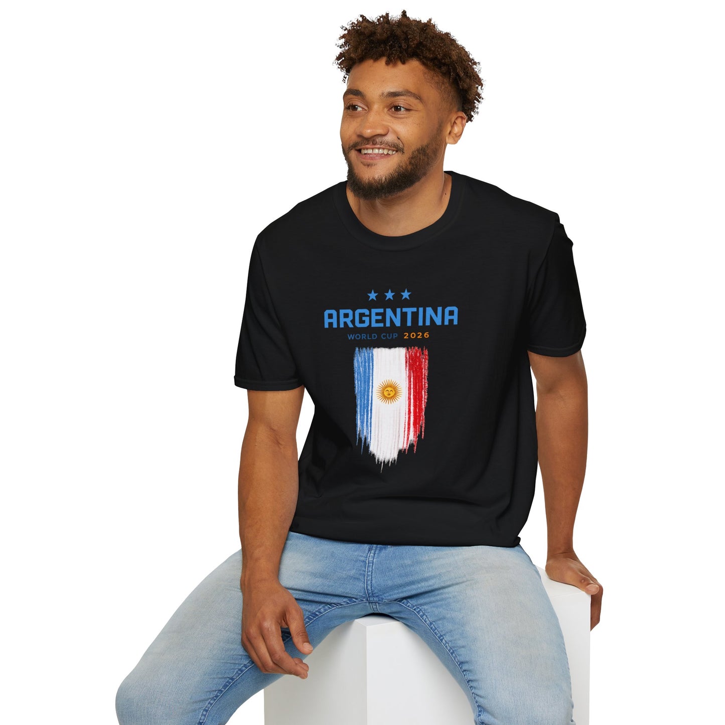 Argentina World Cup T-Shirt – Distressed Flag & Crest Soccer Tee