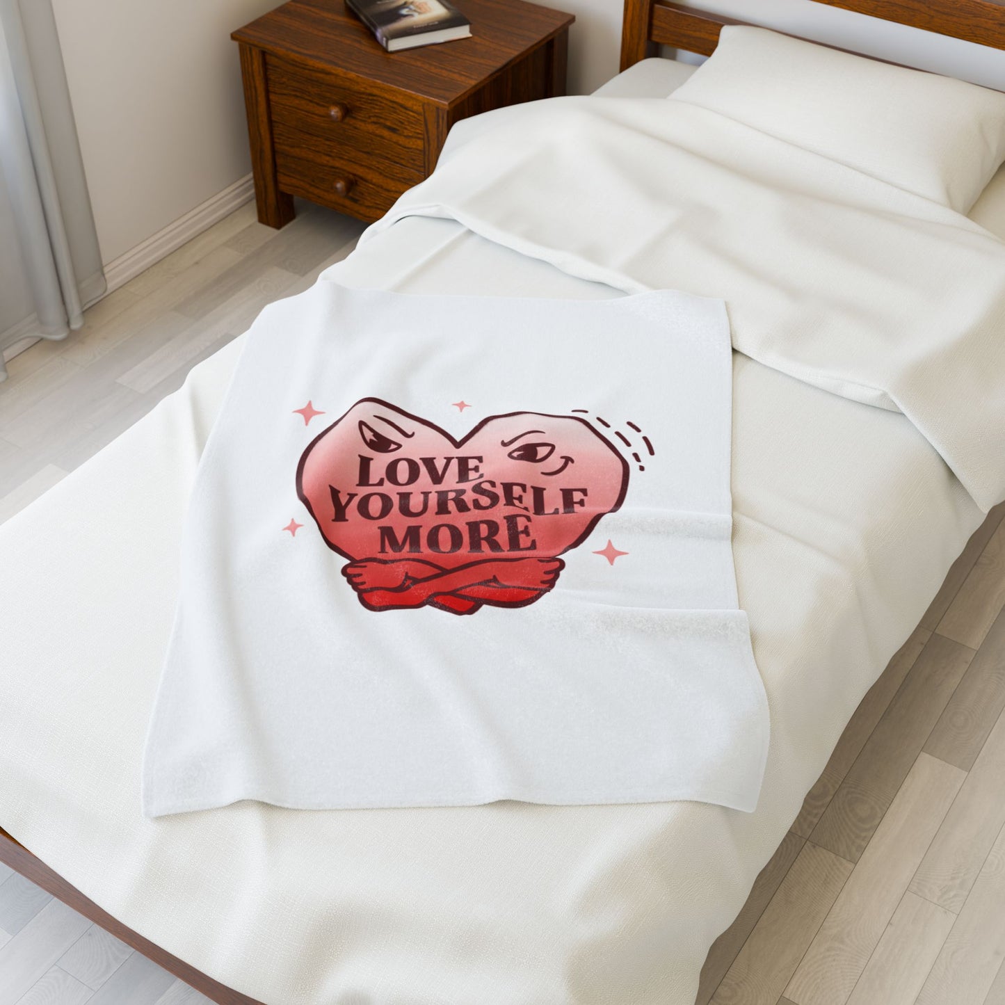 Love Yourself More Velveteen Plush Blanket | anti love heart, edgy Valentine