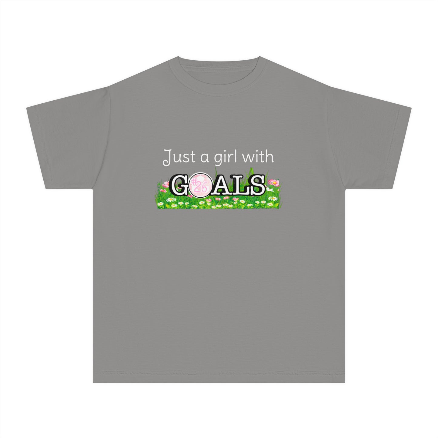 Just a Girl with Goals Youth T-Shirt - Soccer-Themed Tee for Young Athletes