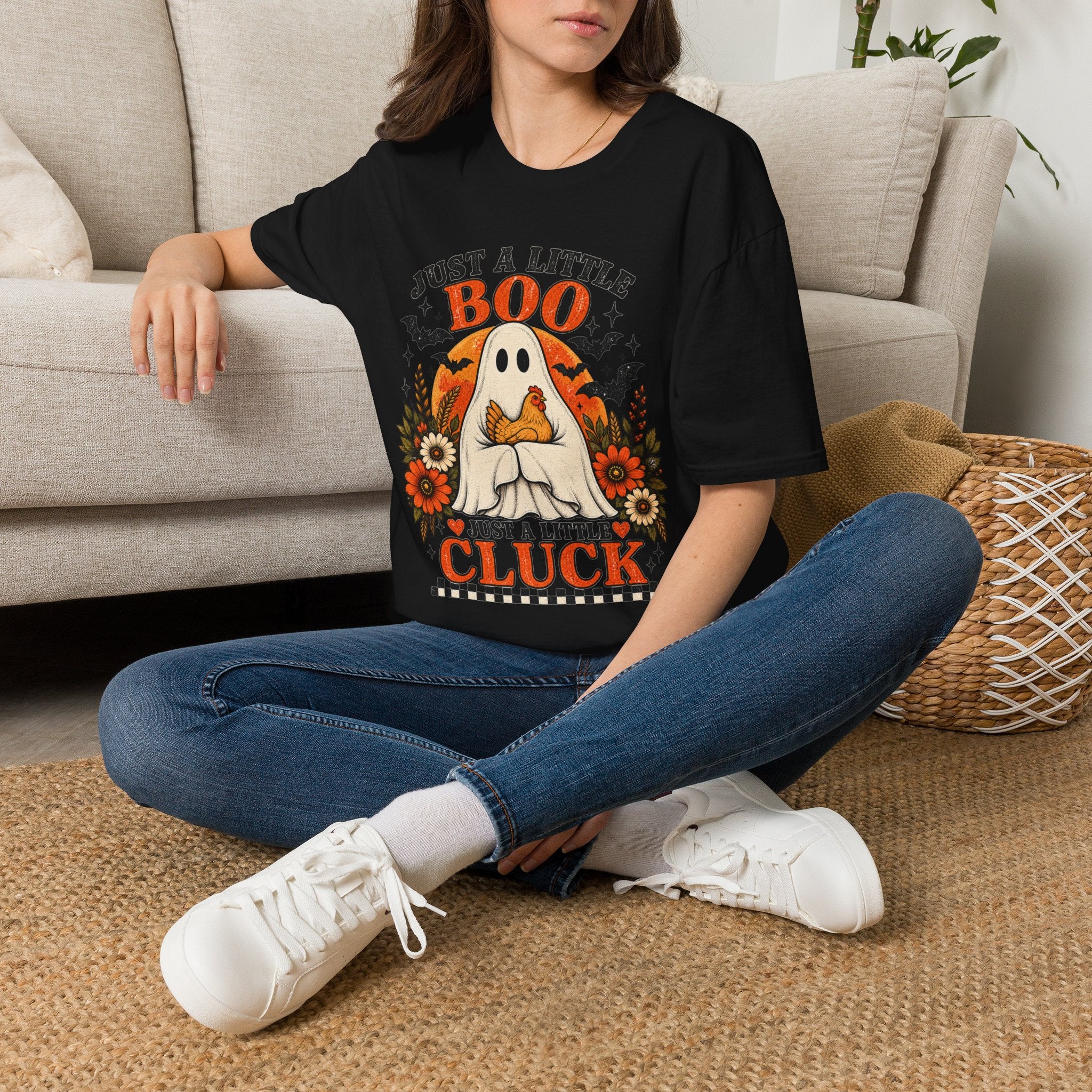 Just a Little Boo, Just a Little Cluck Halloween Chicken Tee