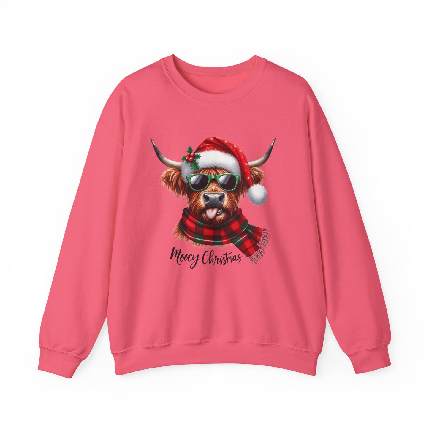 Christmas Highland Cow Sweatshirt – 'Mooey Christmas' Holiday Crewneck