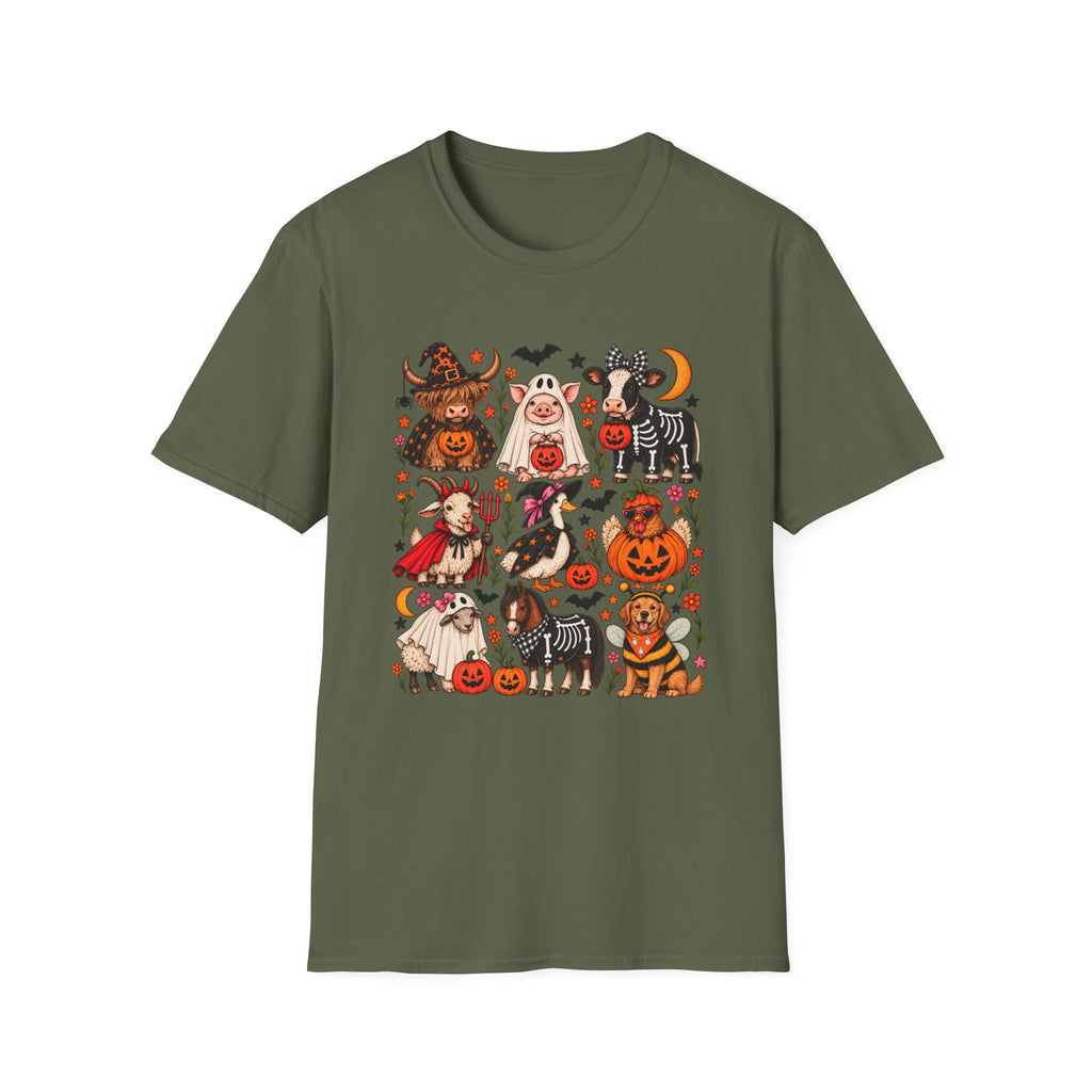 Halloween on the Farm – Spooky Farm Animals Graphic Tee 🎃🐮👻