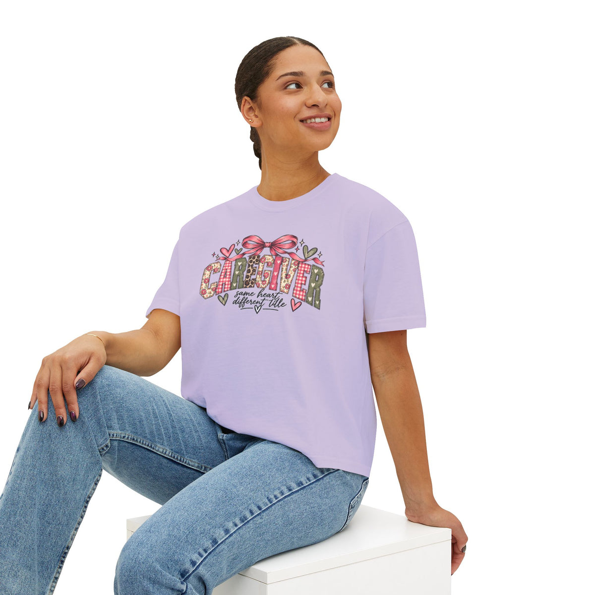 Caregiver — Same Heart, Different Title | Comfort Colors Boxy Tee