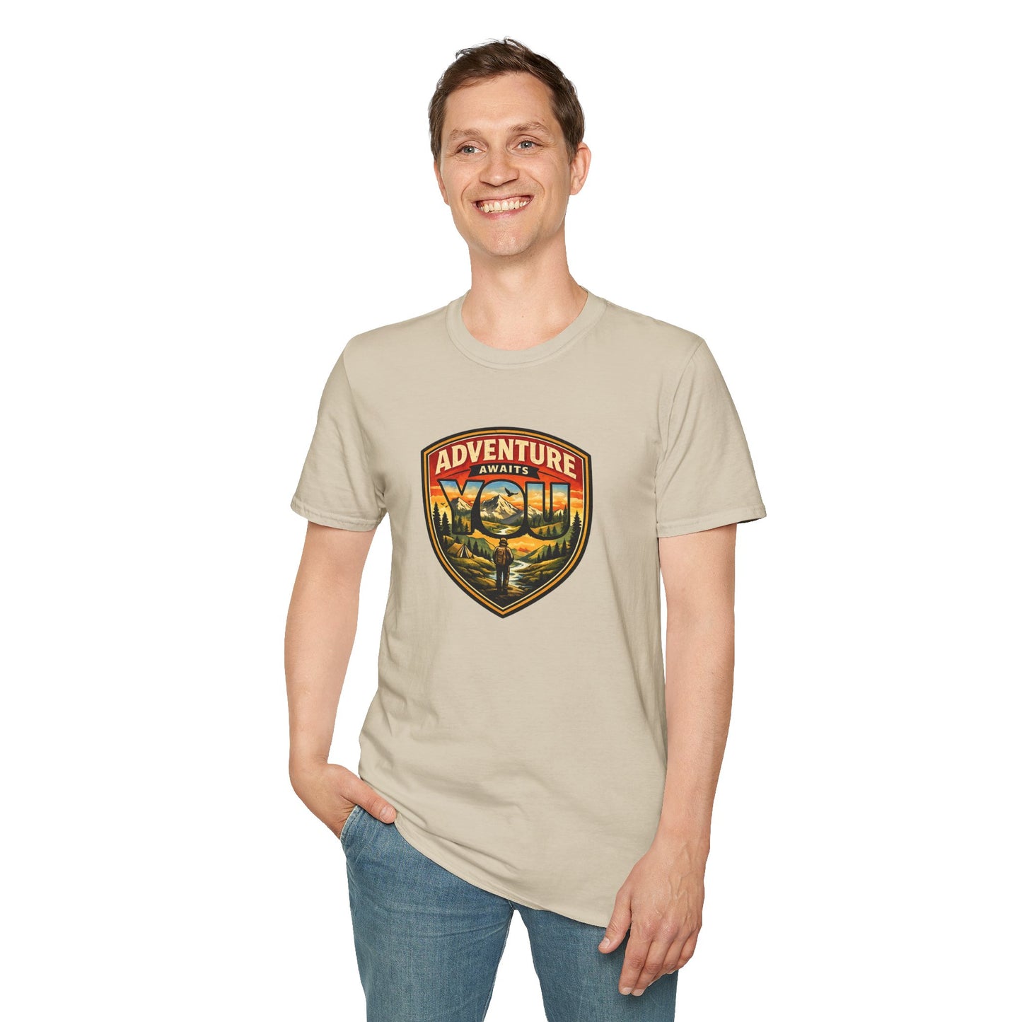 Adventure Awaits You Vintage Mountain Tee | Outdoor Graphic Shirt | Hiking Camping Nature Shirt