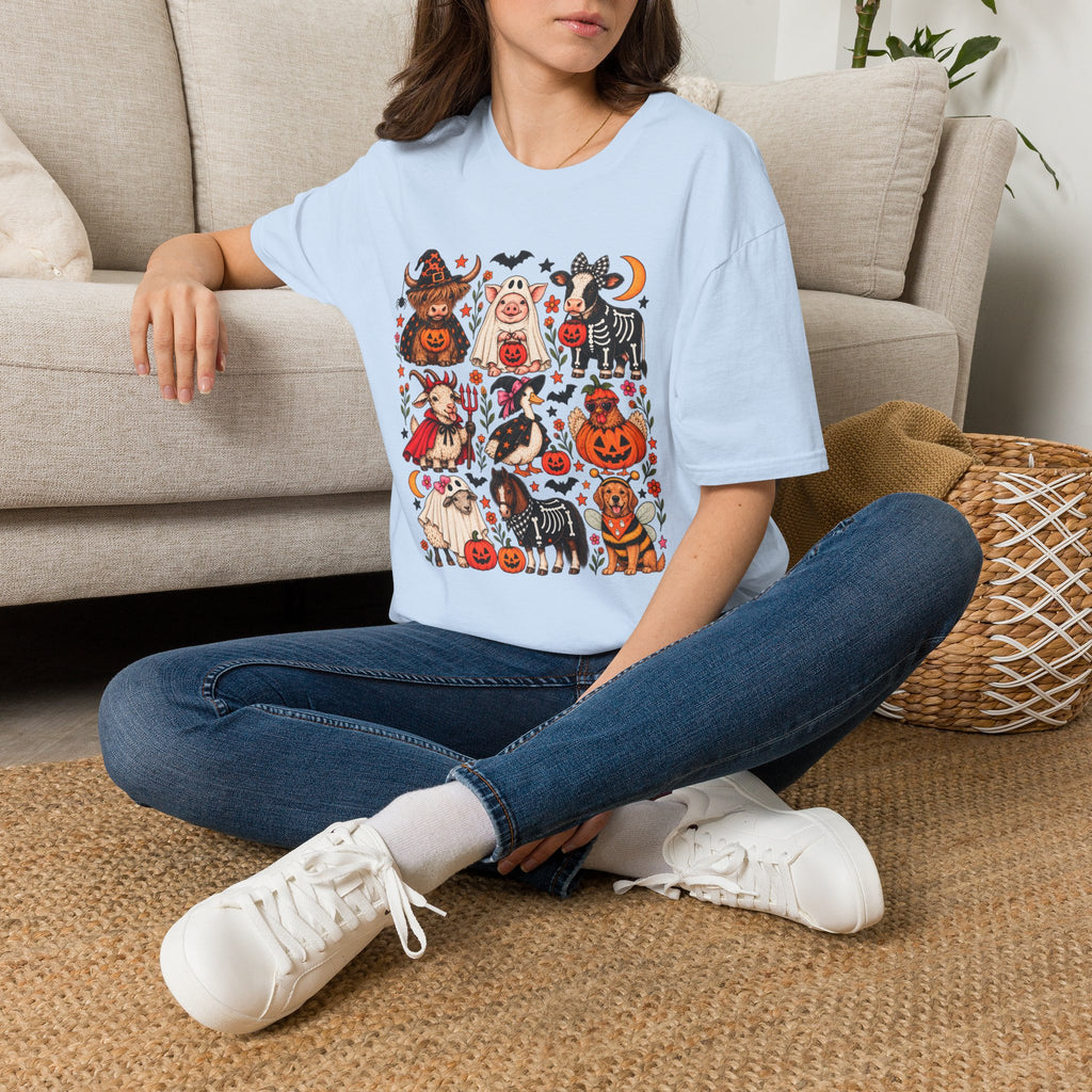 Halloween on the Farm – Spooky Farm Animals Graphic Tee 🎃🐮👻