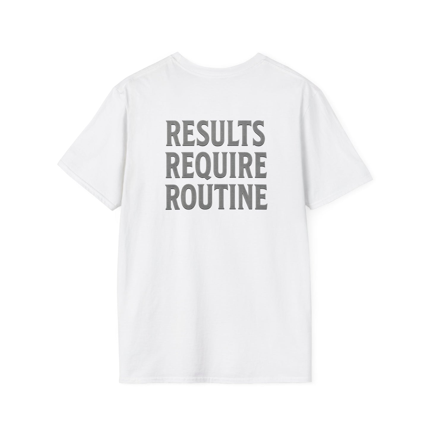 Results Require Routine T-Shirt — Motivational Gym & Fitness Tee