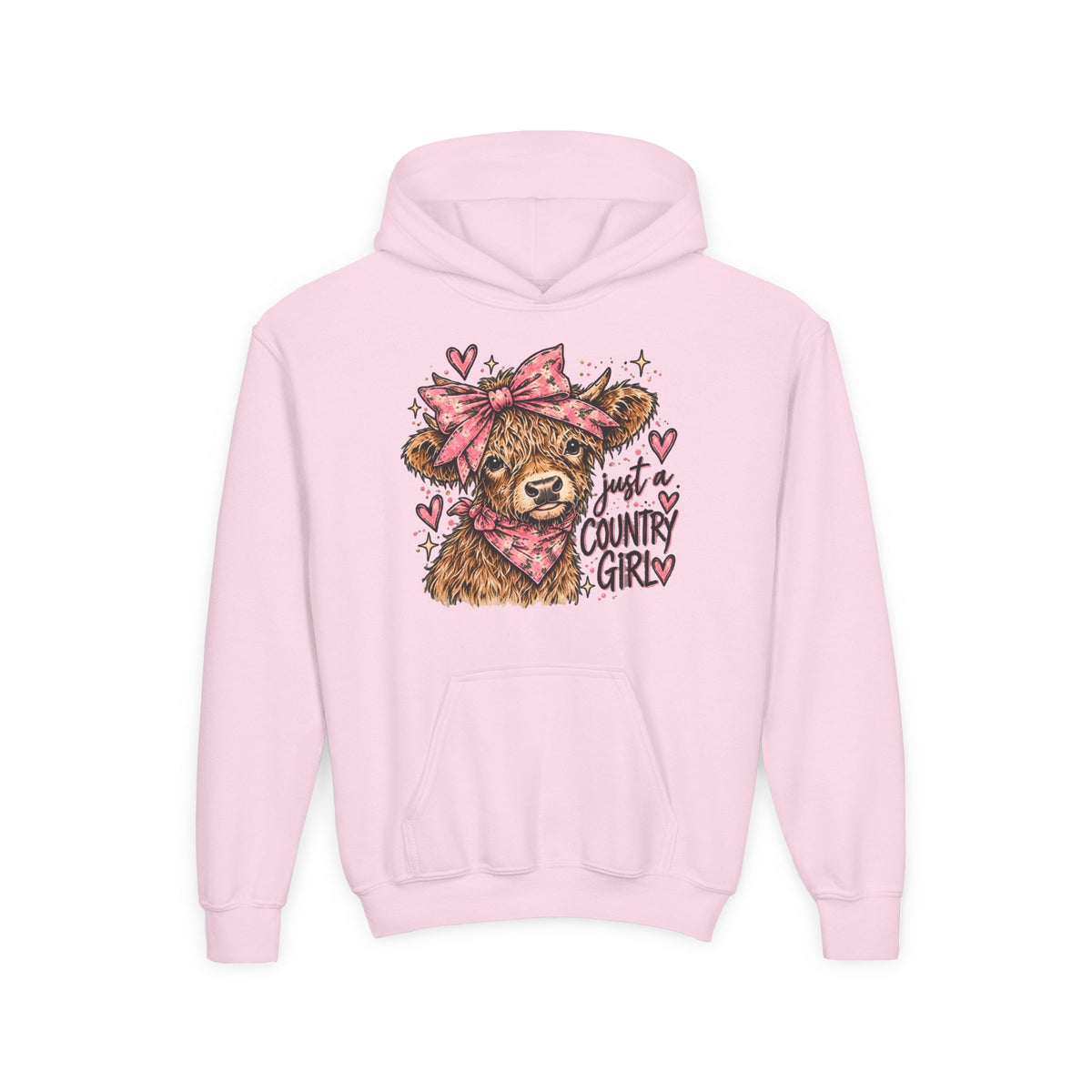 Just a Country Girly Highland Cow Youth Hoodie