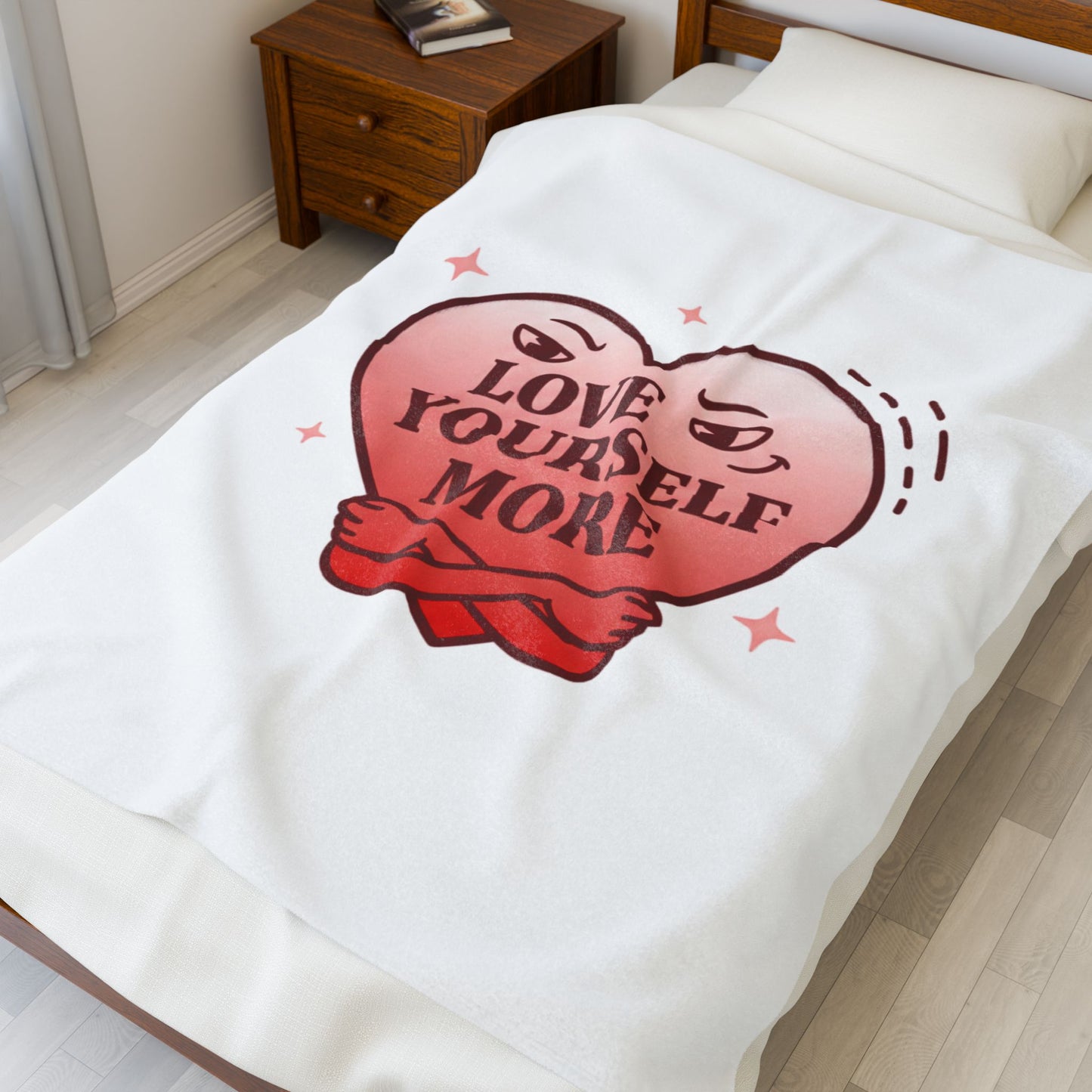 Love Yourself More Velveteen Plush Blanket | anti love heart, edgy Valentine