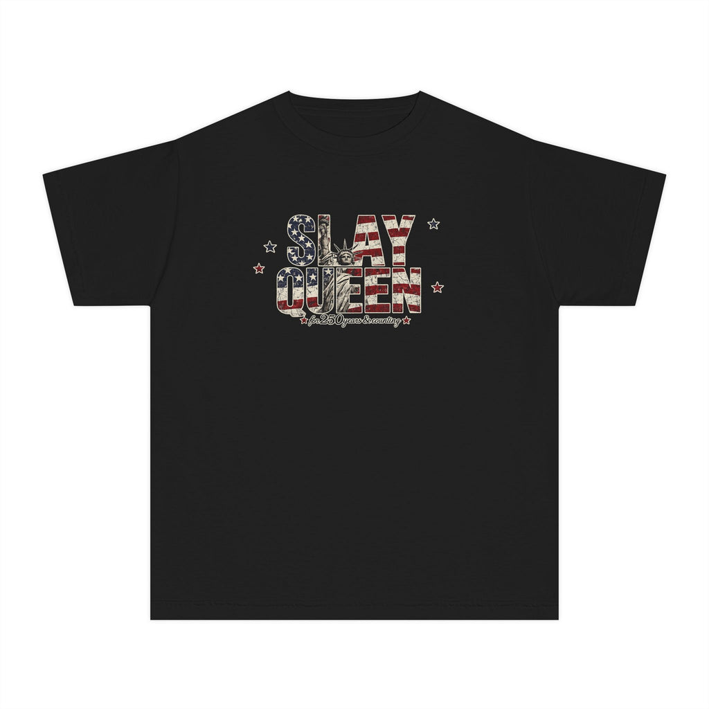 Youth "Slay Queen" Floral Flag T-Shirt