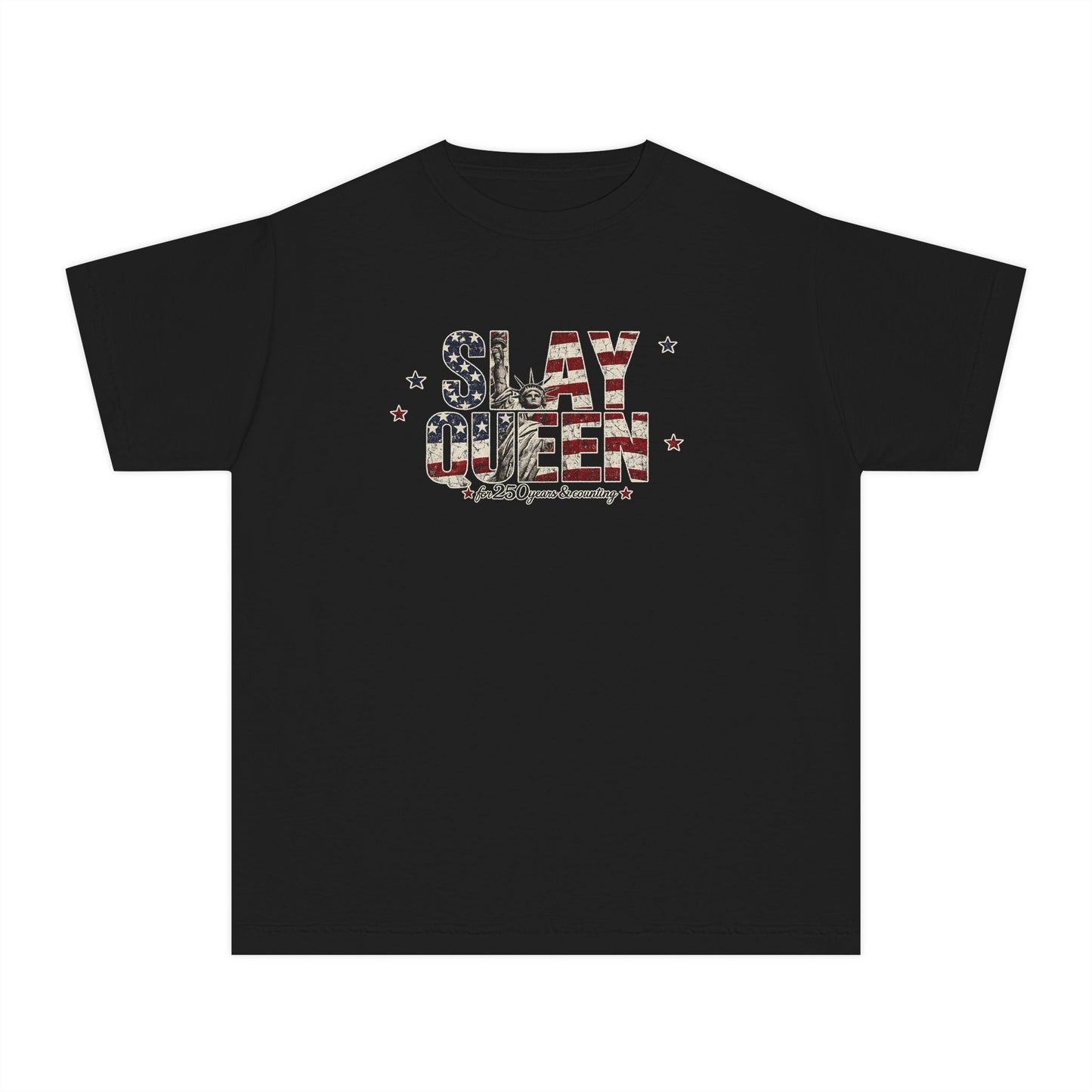 Youth "Slay Queen" Floral Flag T-Shirt
