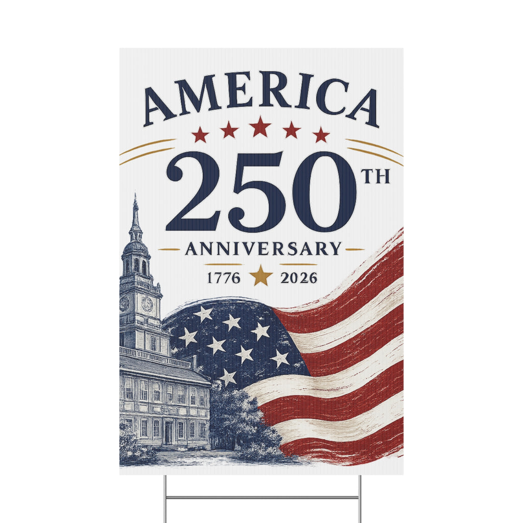 America 250th Anniversary Plastic Yard Sign – 1776–2026 Patriotic Flag Décor