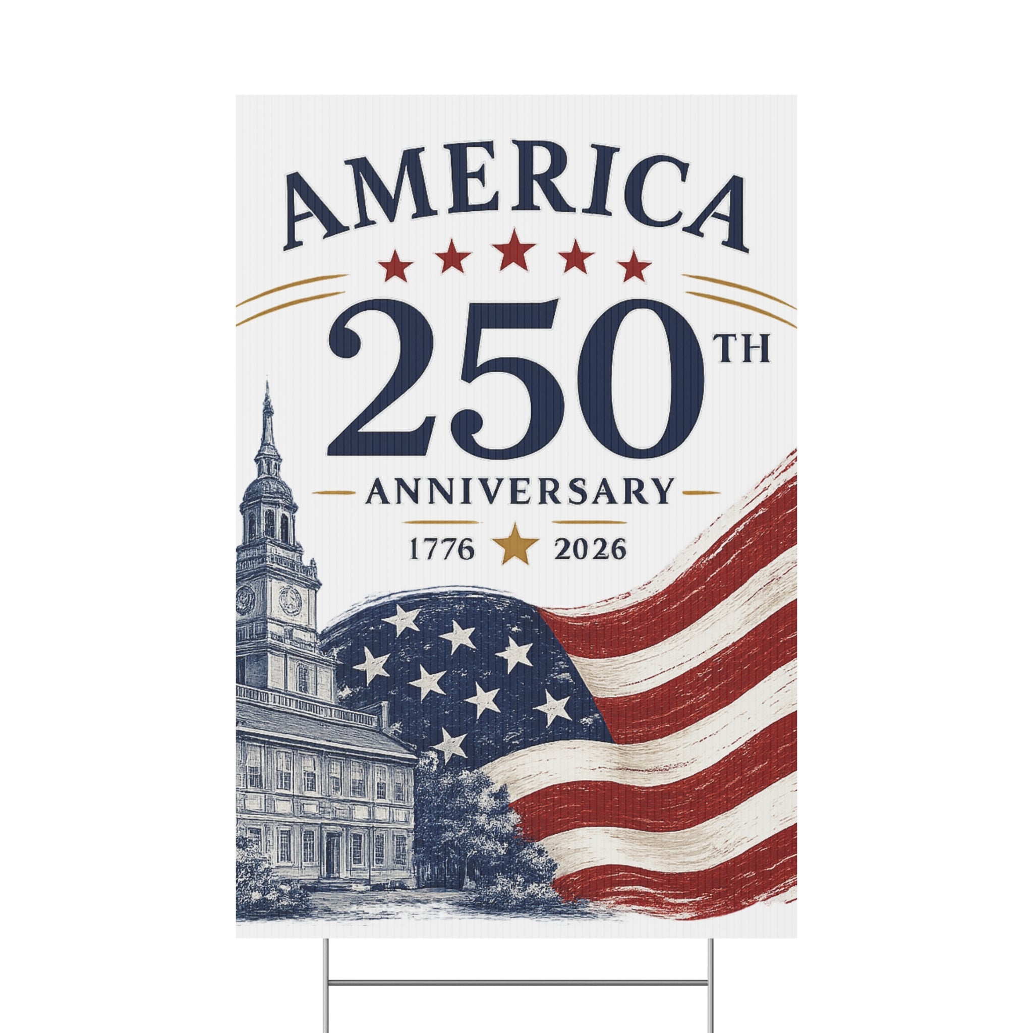 America 250th Anniversary Plastic Yard Sign – 1776–2026 Patriotic Flag Décor