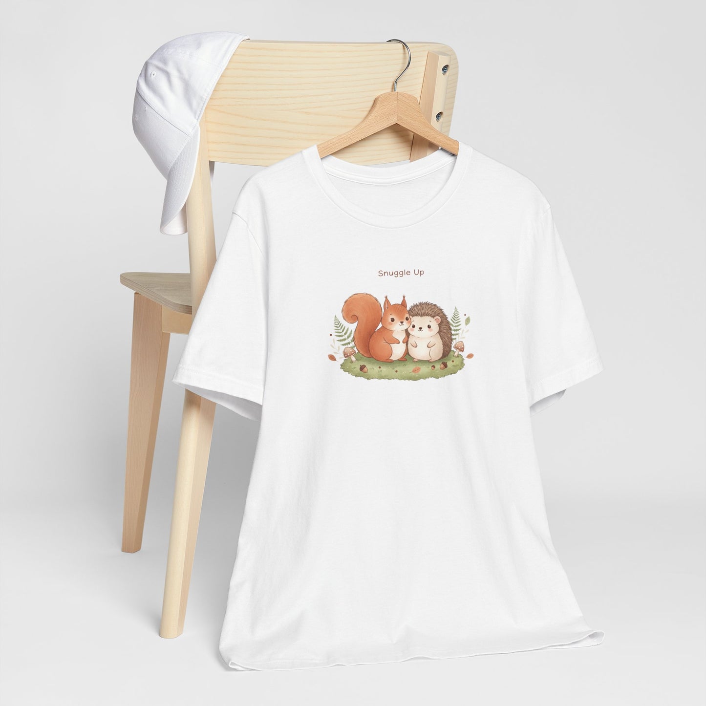 Cute Squirrel & Hedgehog Illustration Tee | cute animal illustration, winter forest art