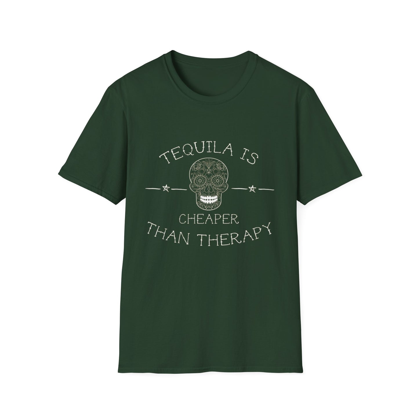 Tequila Is Cheaper Than Therapy T-Shirt | Casual Unisex Tee for Fun Occasions, Gifts for Friends, Party Wear, Summer Style