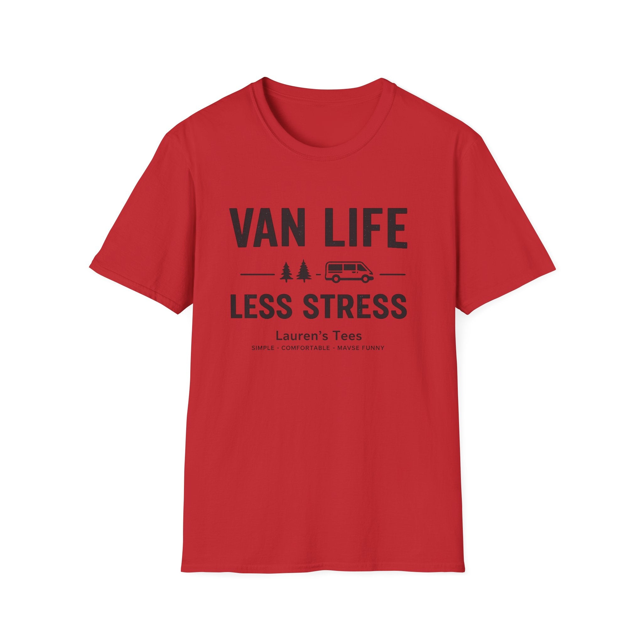 Van Life Less Stress T-Shirt — Minimal Campervan Graphic Tee